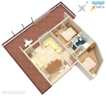 Jezera, plattegrond in the apartment.