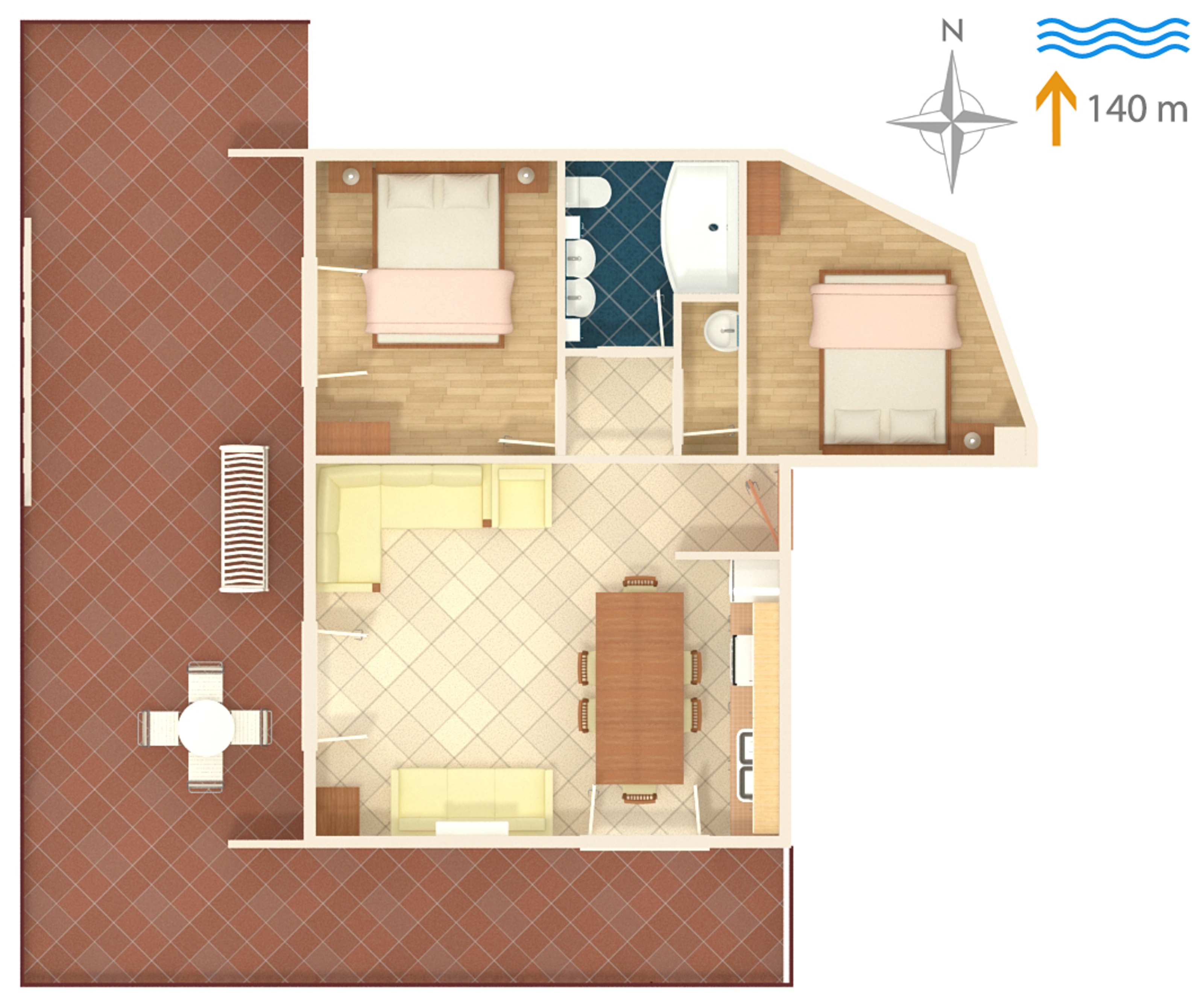 Two bedroom apartment with terrace and sea view Jezera, Murter  A-a