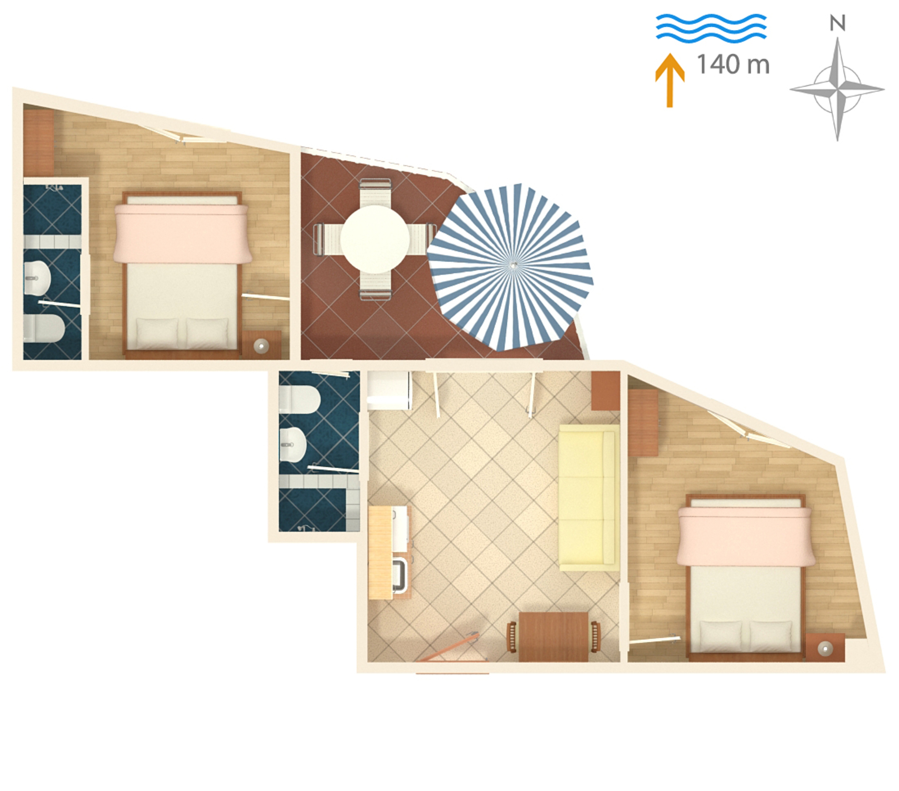 Two bedroom apartment with terrace Jezera, Murter  A-b