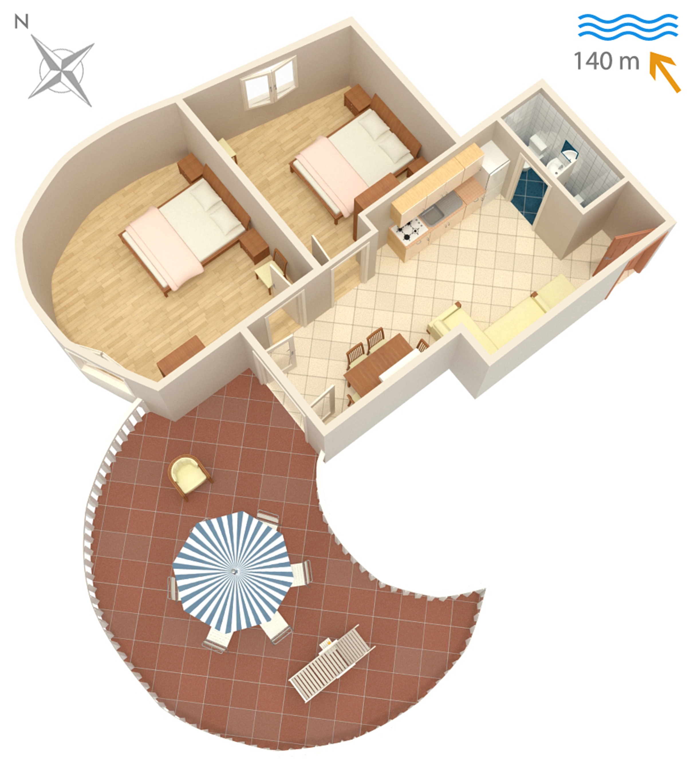 Two bedroom apartment with terrace Jezera, Murter  A-c