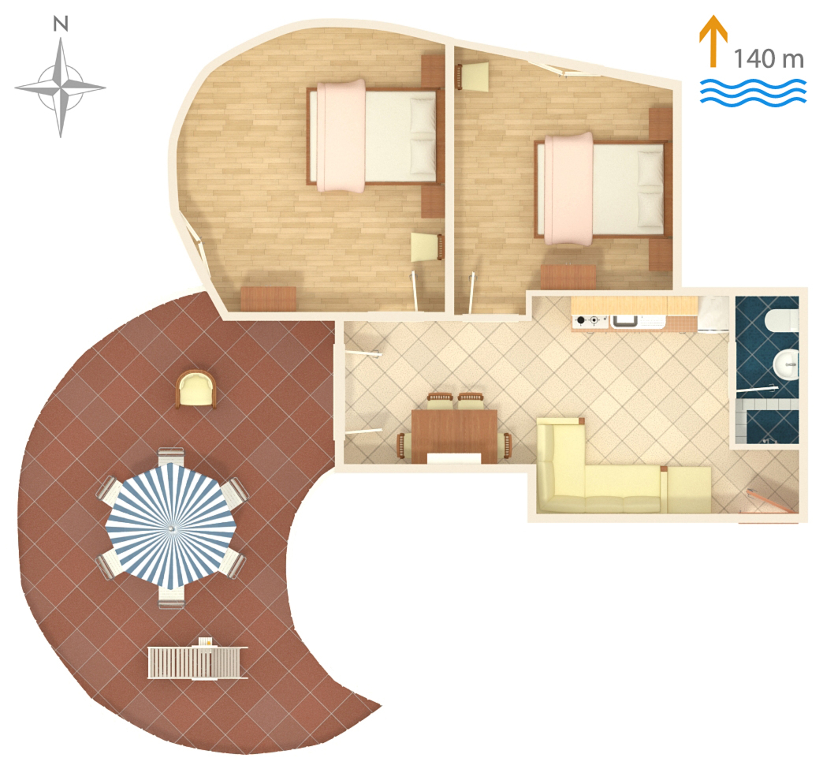 Two bedroom apartment with terrace Jezera, Murter  A-c