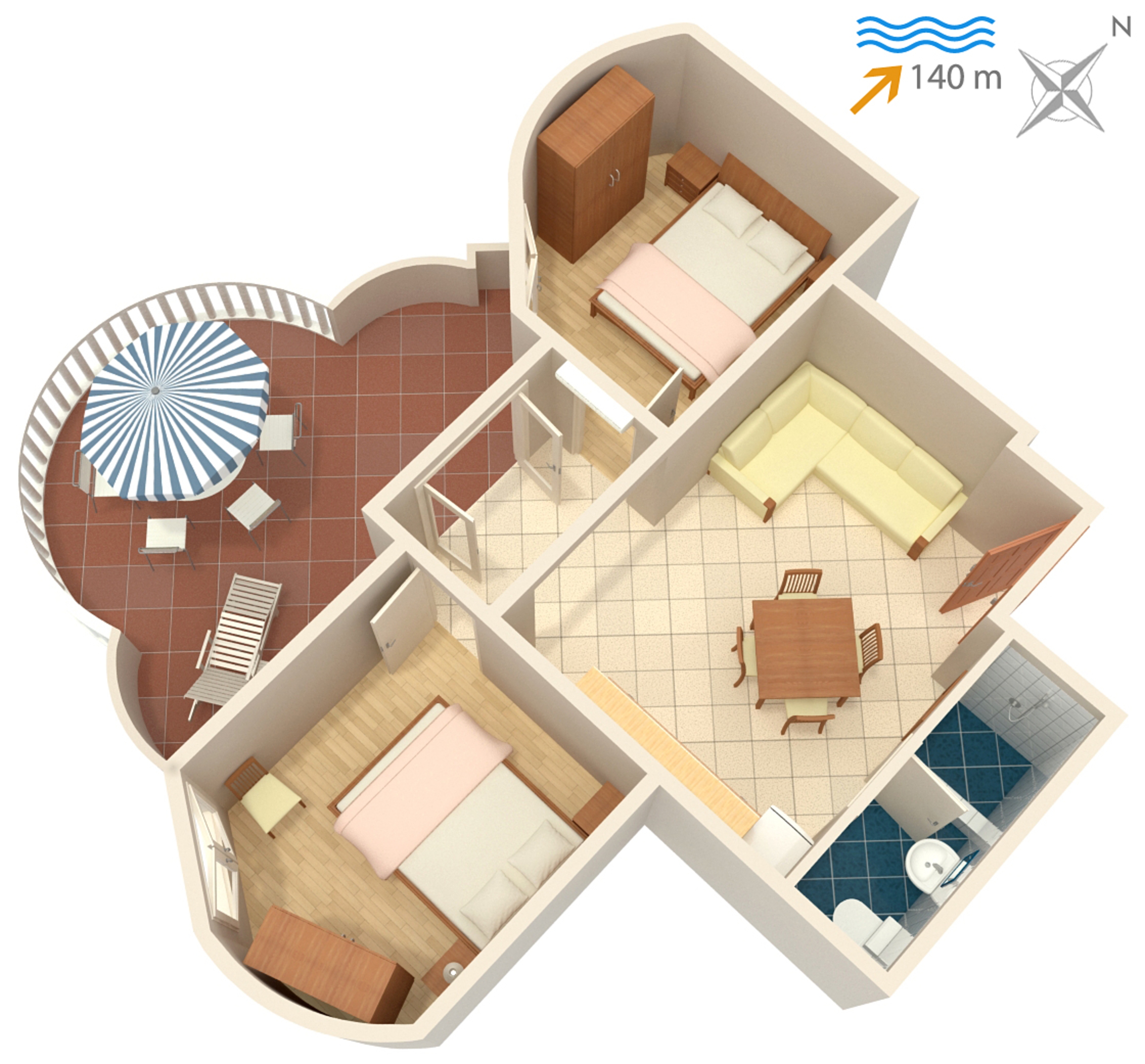 Two bedroom apartment with terrace Jezera, Murter  A-d