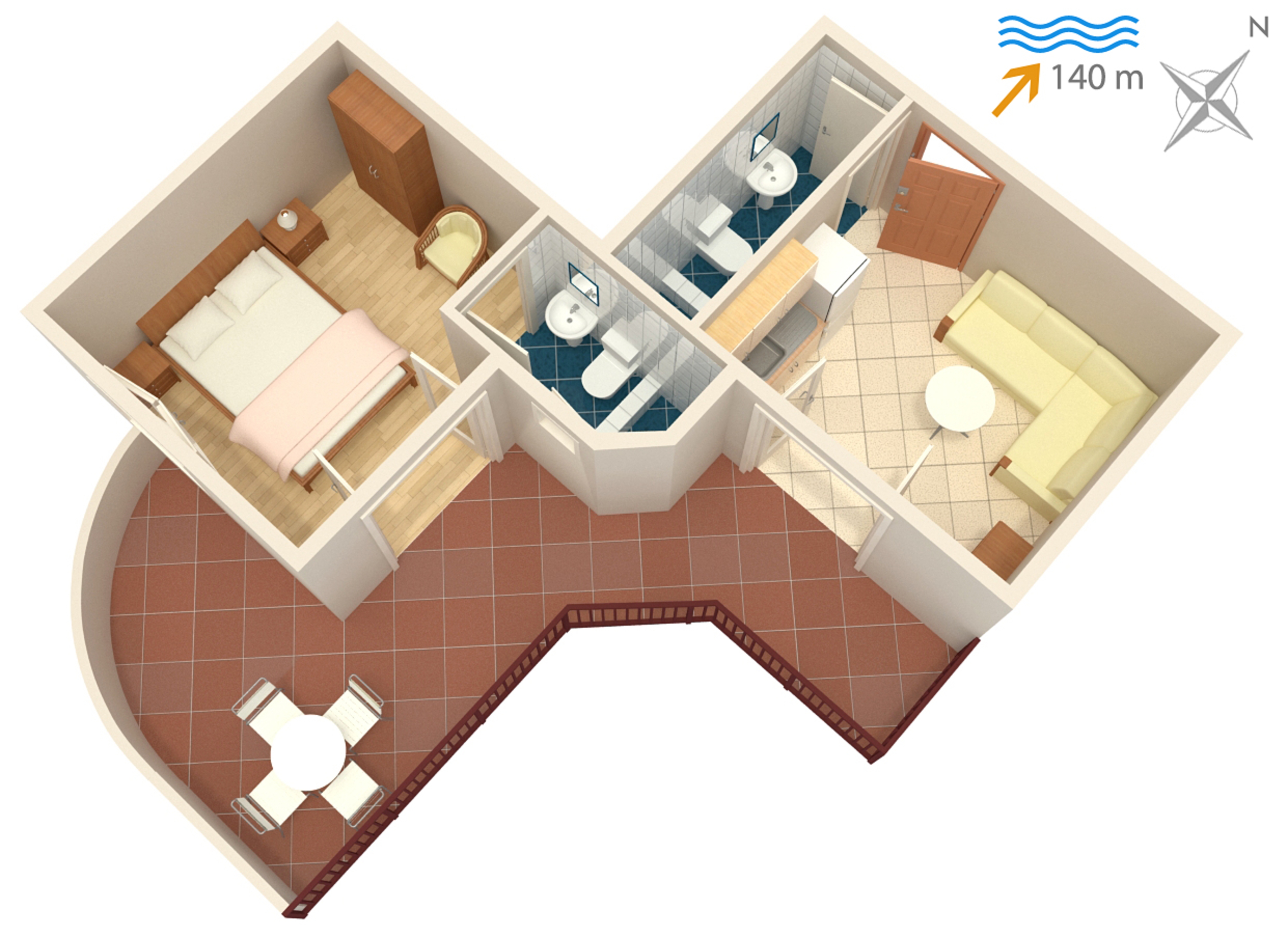 One bedroom apartment with terrace Jezera, Murter  A-e