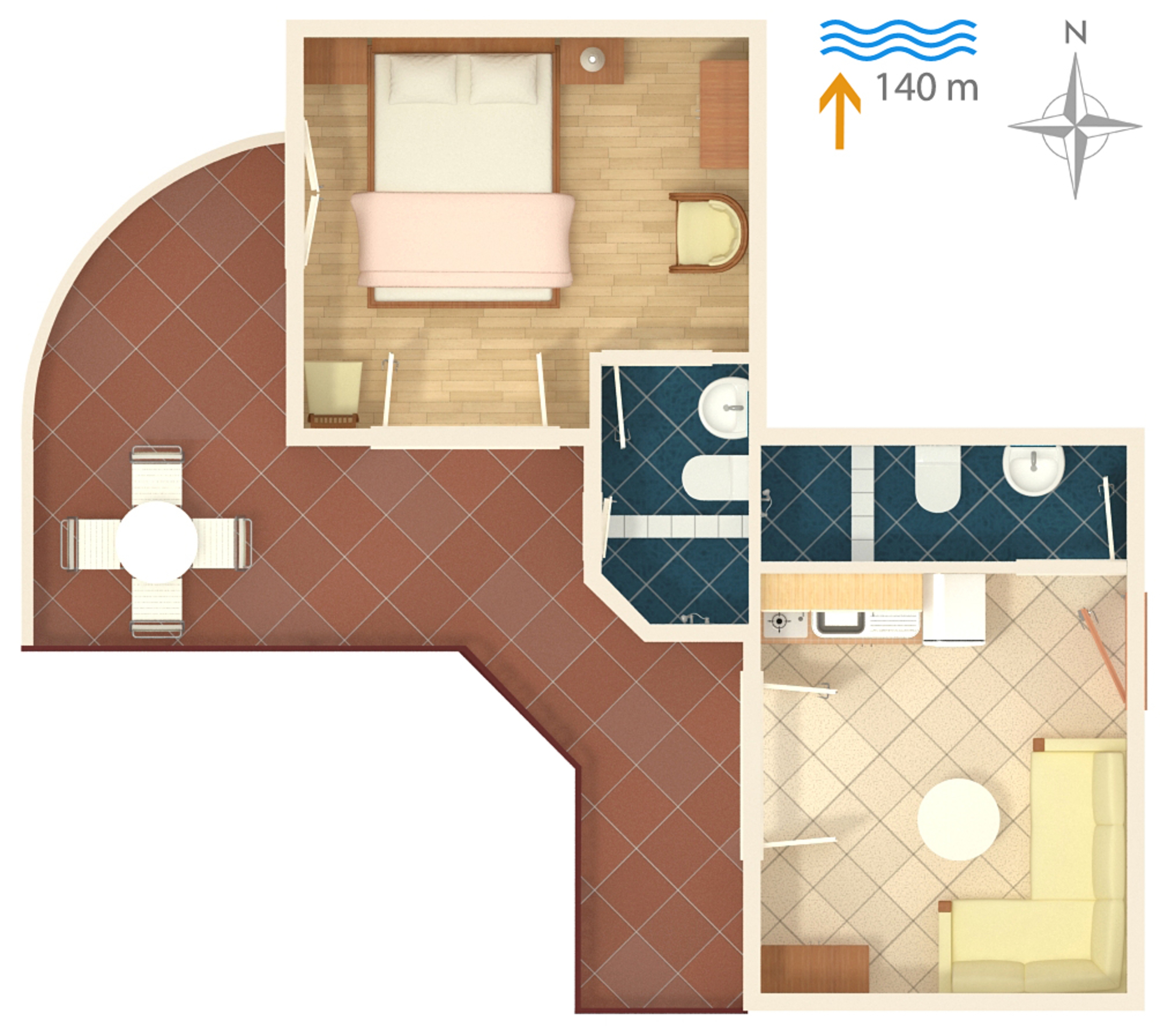 One bedroom apartment with terrace Jezera, Murter  A-e
