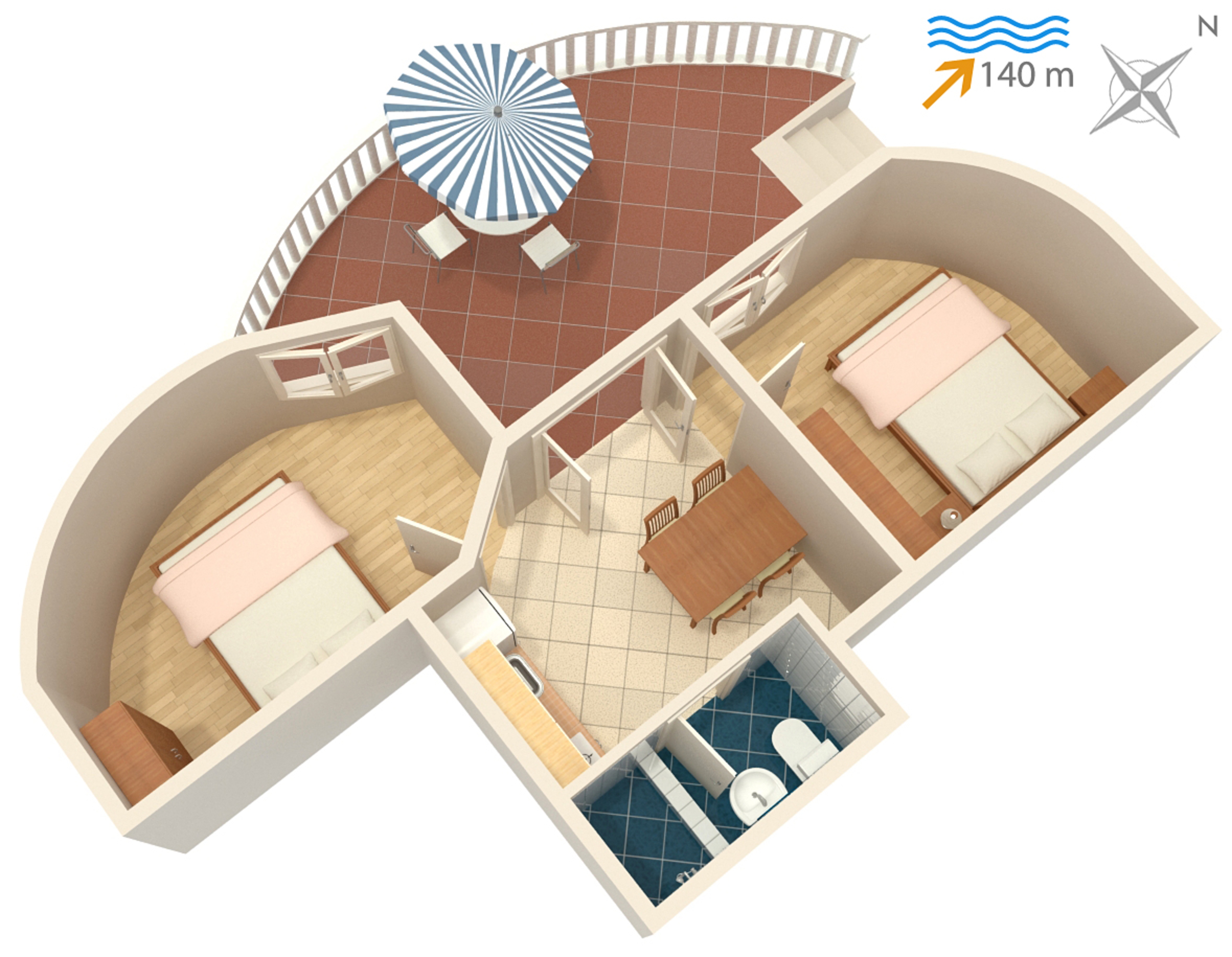 Two bedroom apartment with terrace Jezera, Murter  A-f