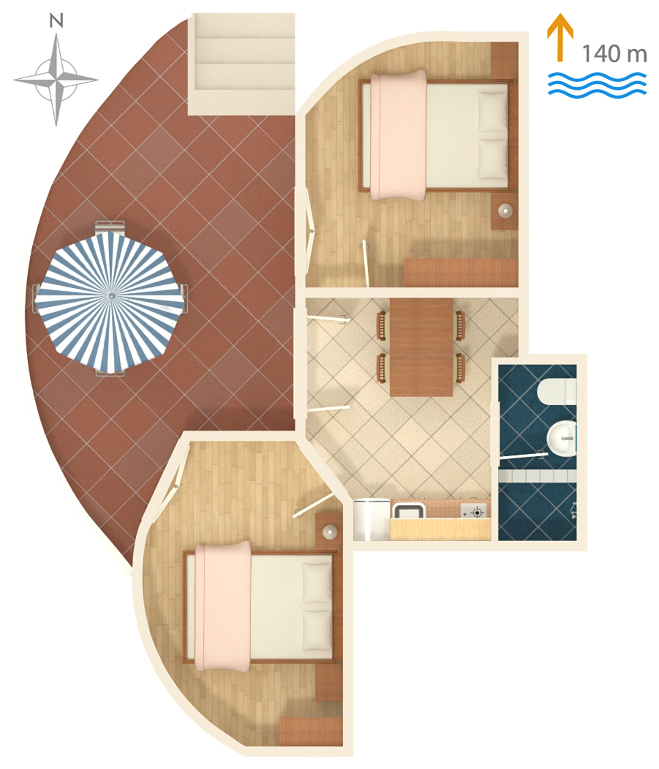 Two bedroom apartment with terrace Jezera, Murter  A-f
