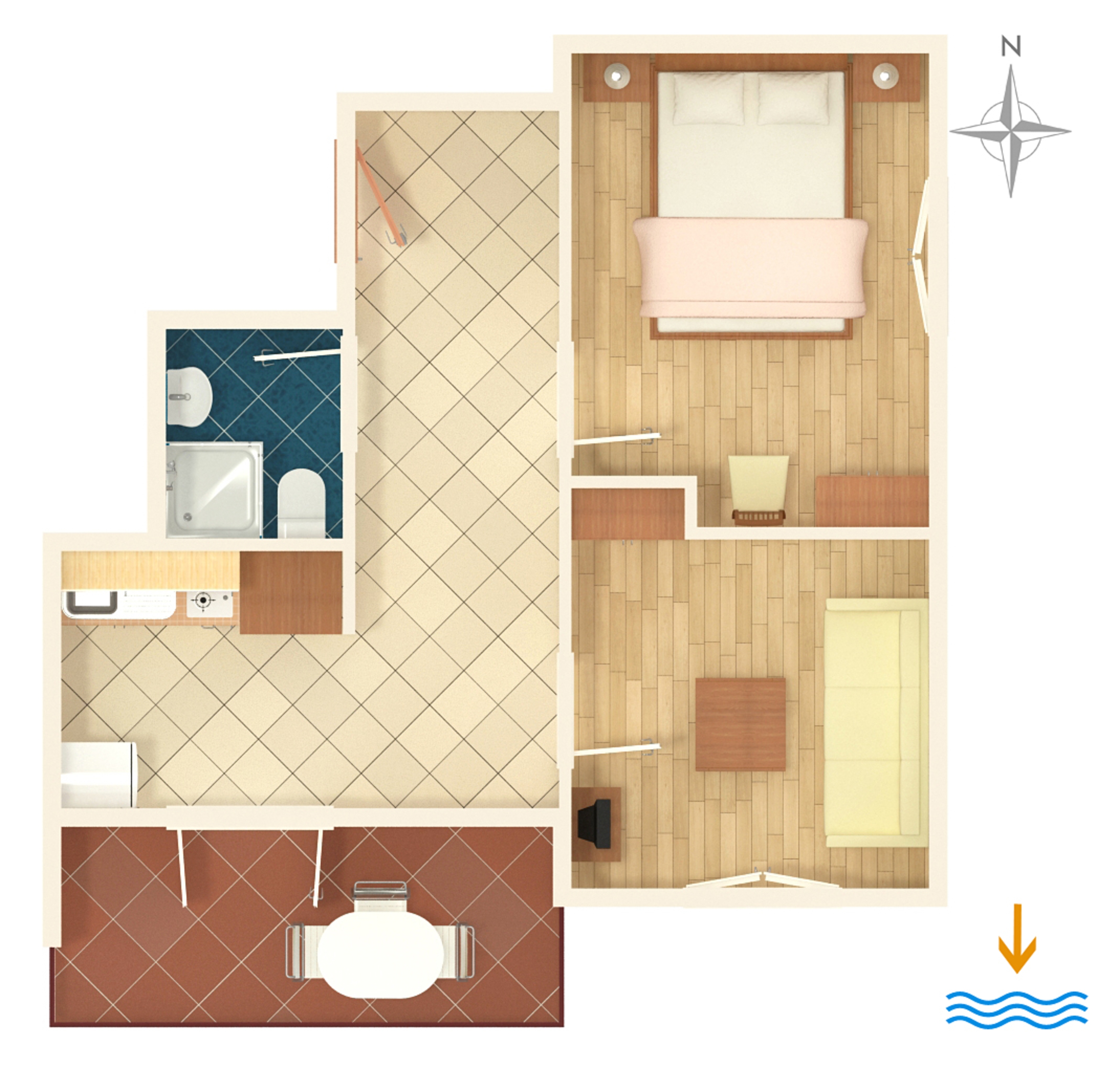 One bedroom apartment with terrace and sea view Jezera, Murter  A-a