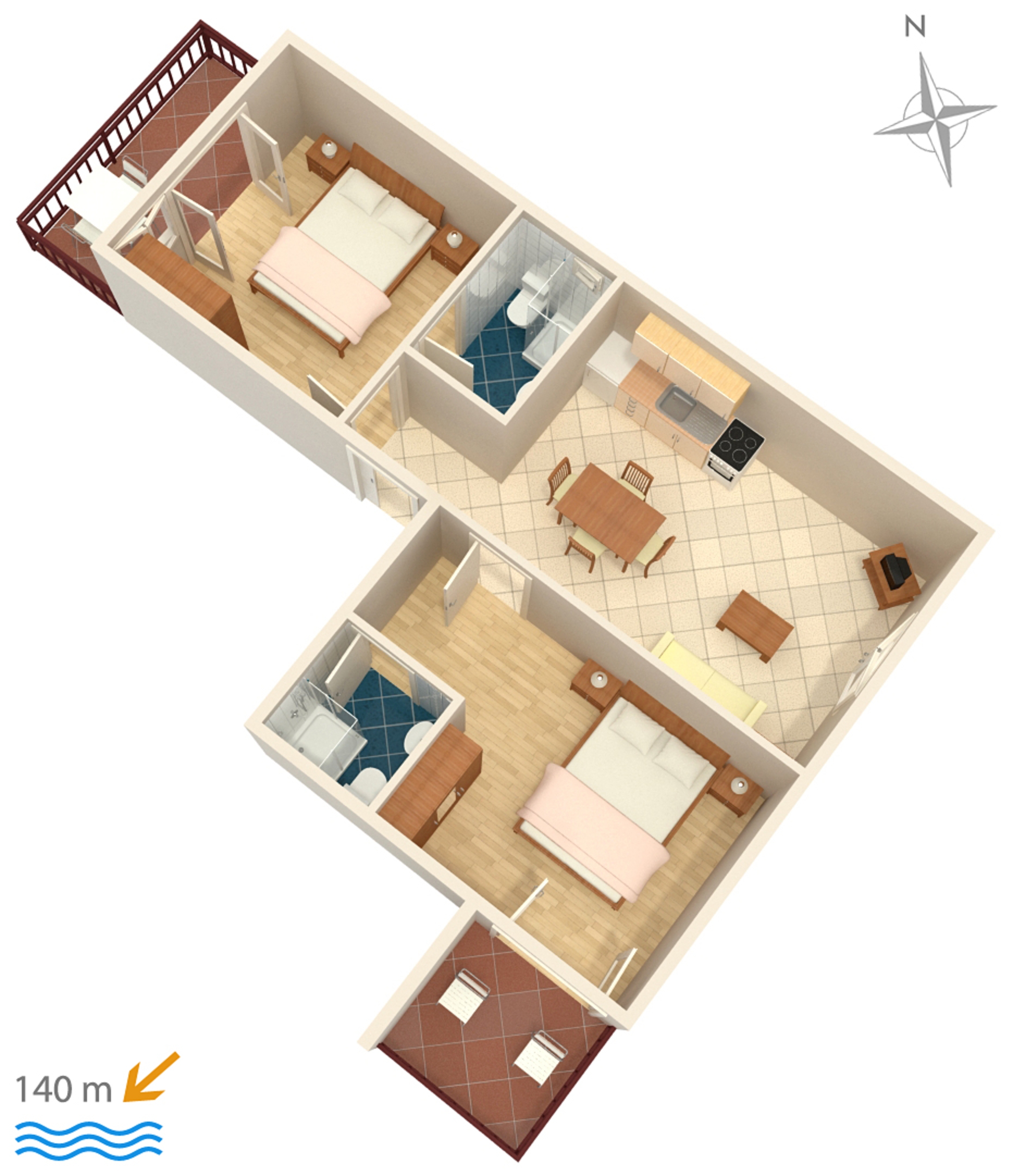Two bedroom apartment with balcony and sea view Tisno, Murter  A-b