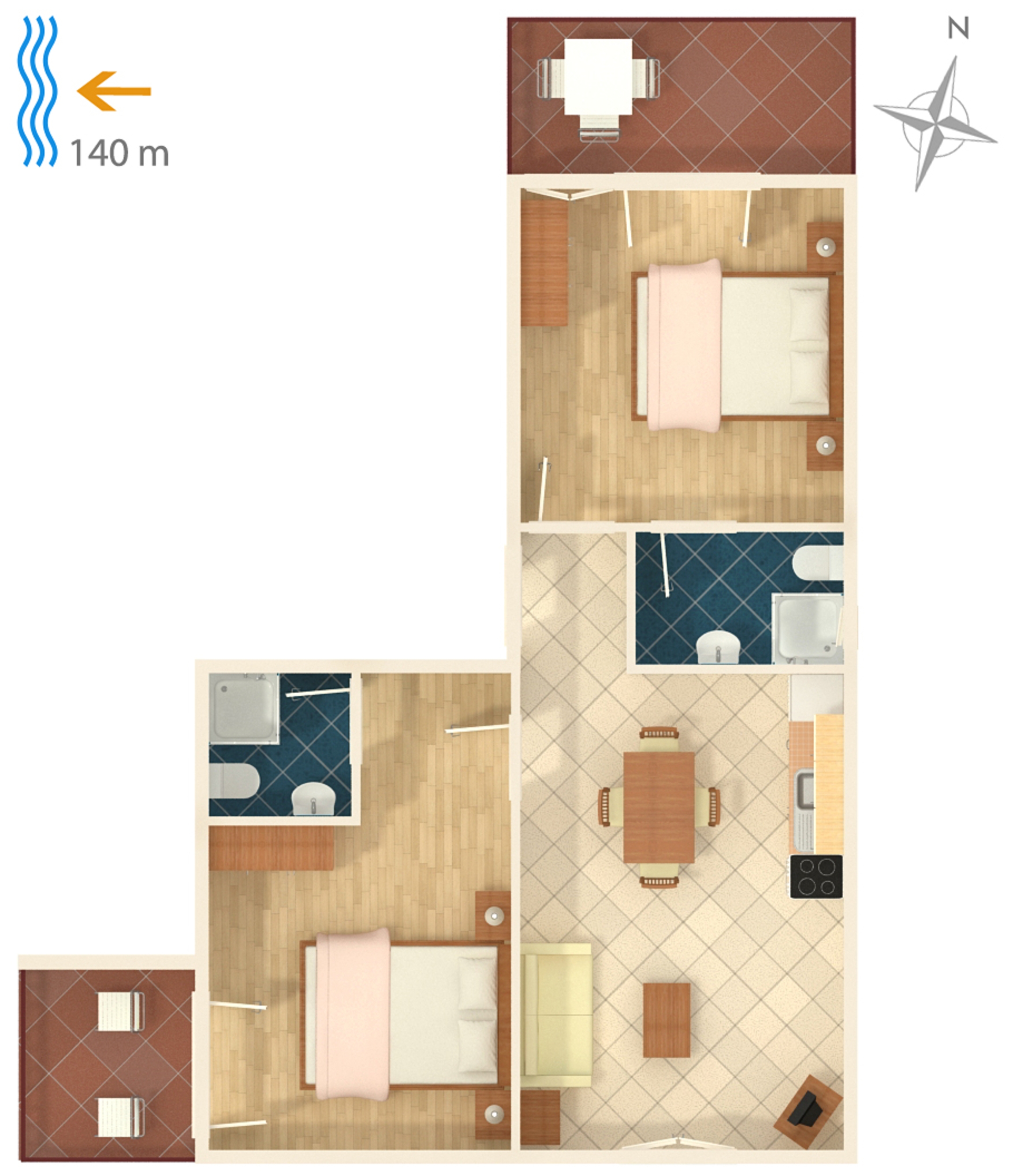 Two bedroom apartment with balcony and sea view Tisno, Murter  A-b