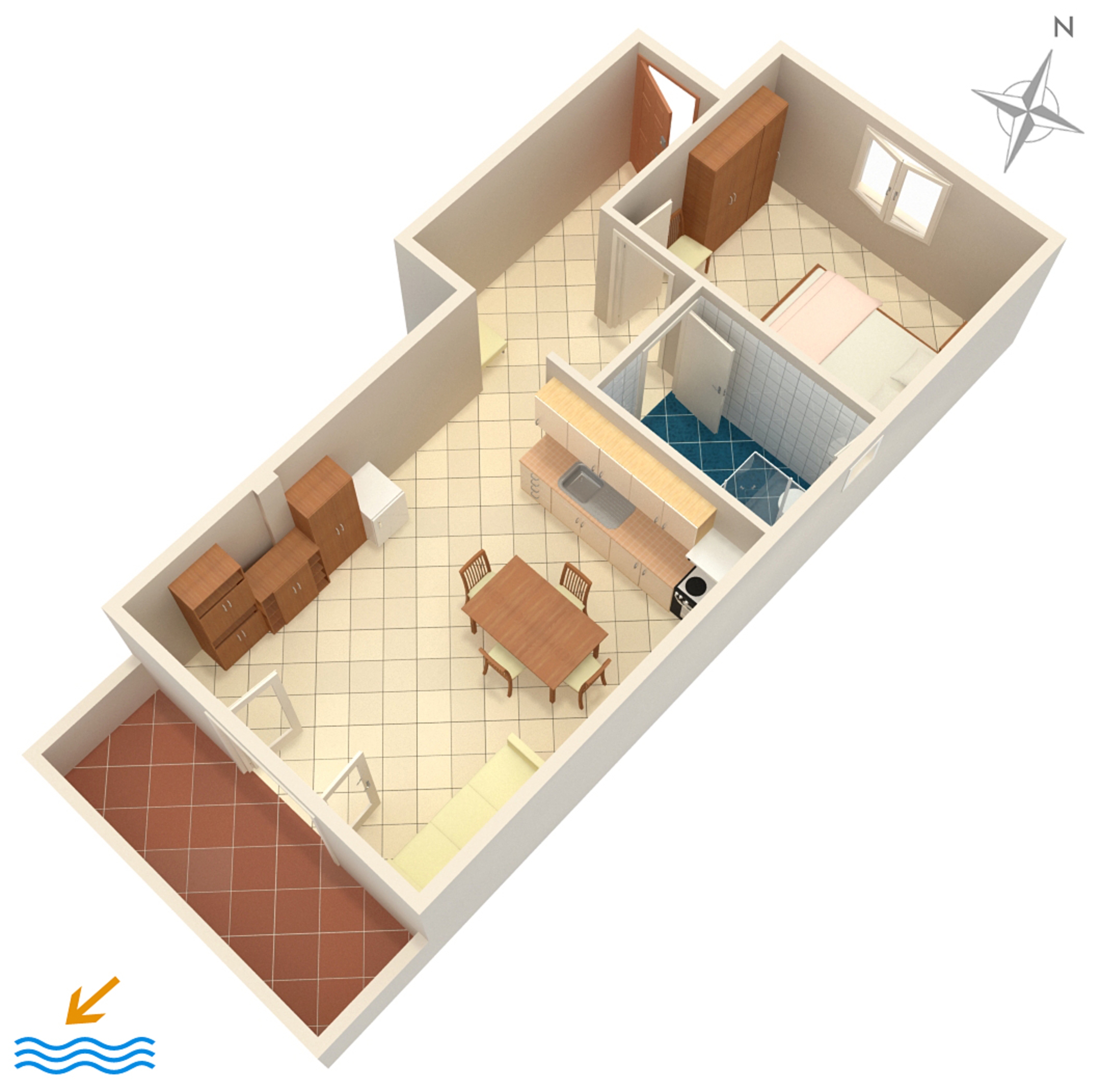 One bedroom apartment with terrace Jezera, Murter  A-a