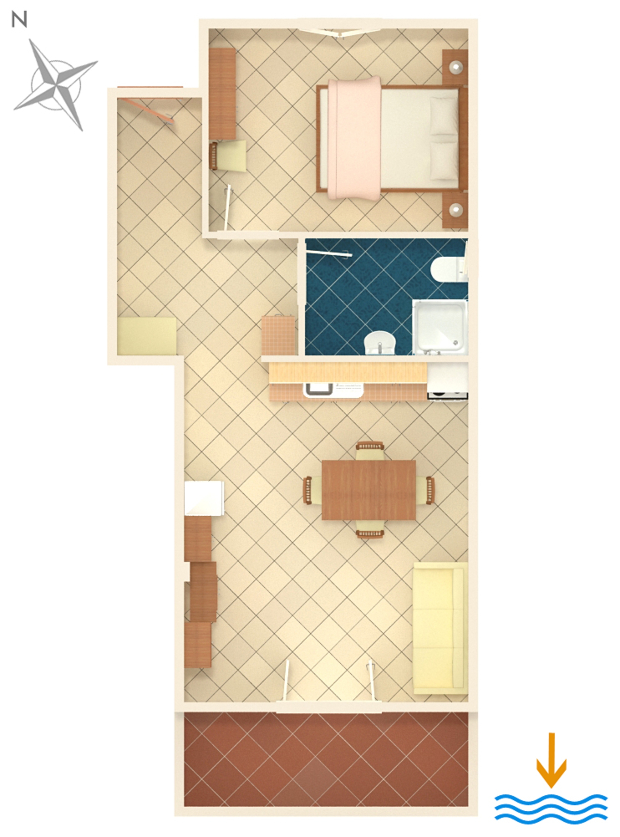 One bedroom apartment with terrace Jezera, Murter  A-a