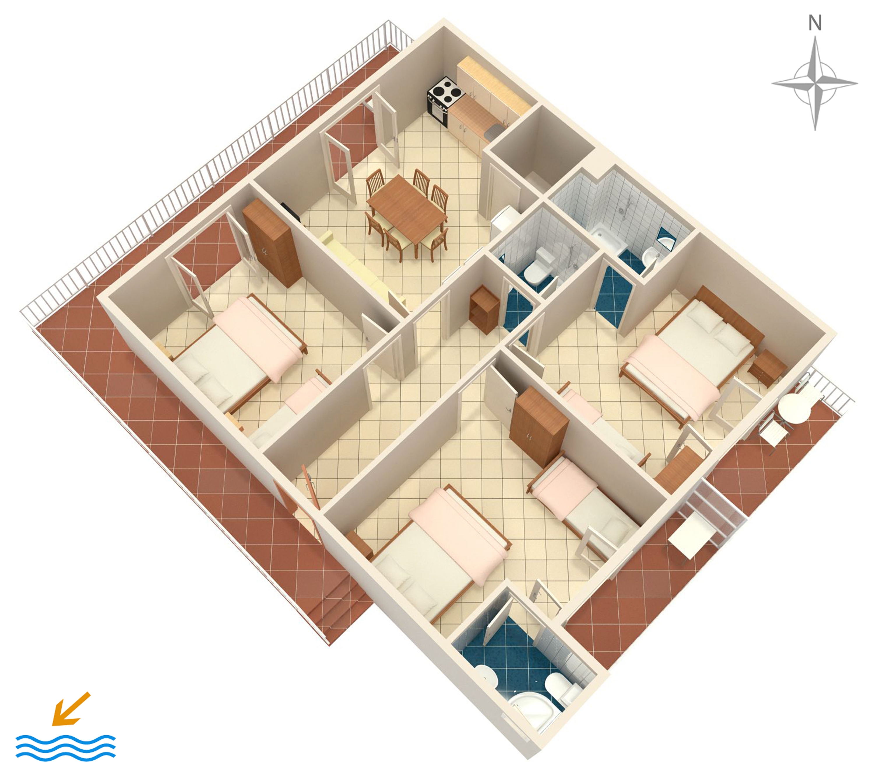 Three bedroom apartment with balcony and sea view Podaca, Makarska  A-a