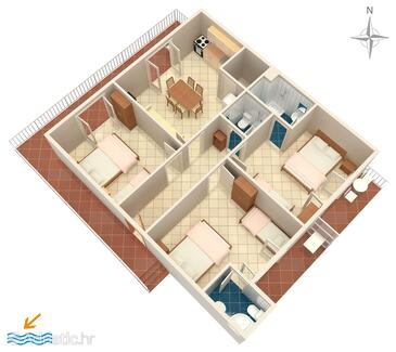 Podaca, Plan dans l’hébergement en type apartment, WiFi.