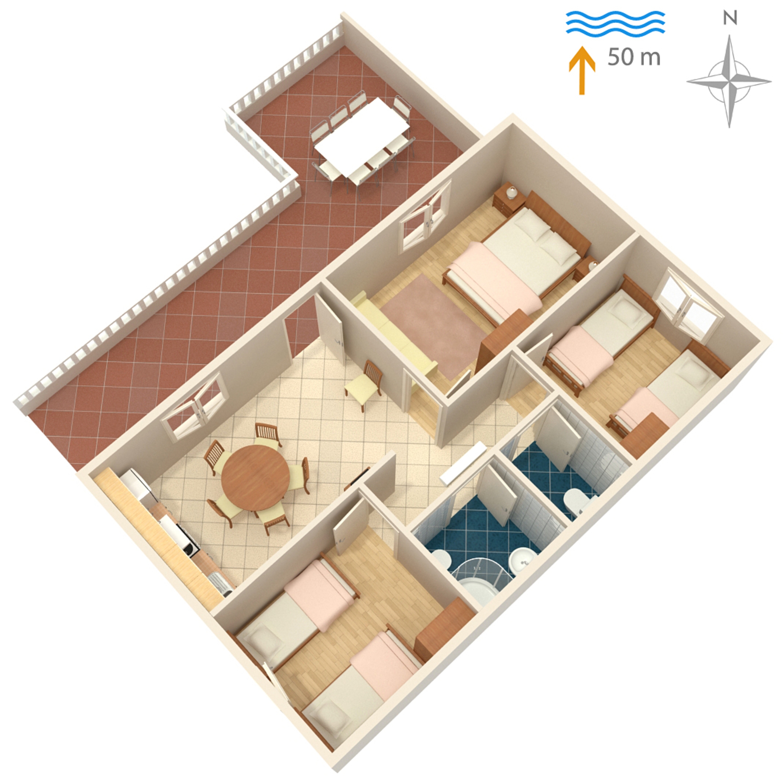 Three bedroom apartment near beach Postira, Brač  A-a