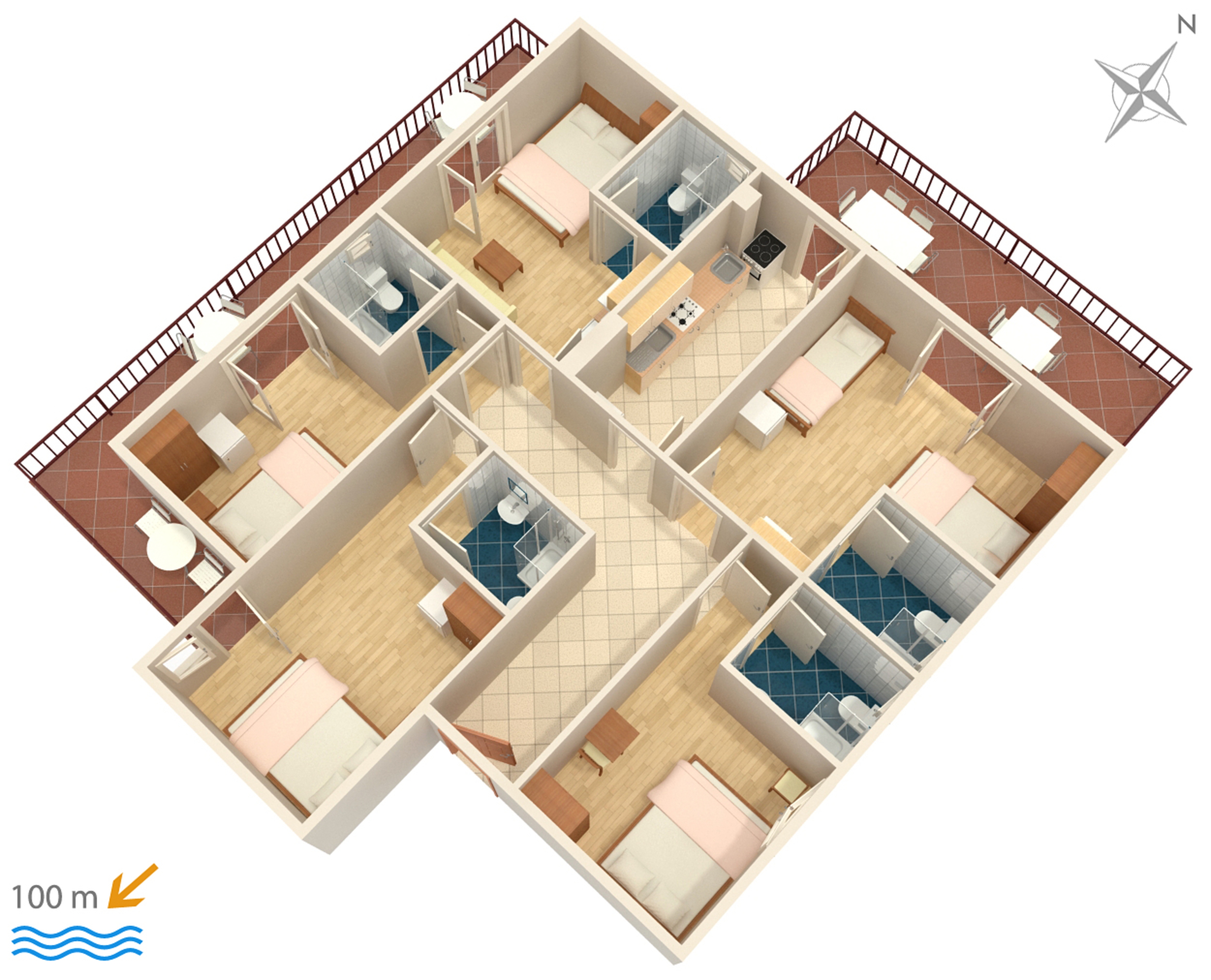 Comfortable and spacious apartment with terrace Podaca, Makarska  A-a