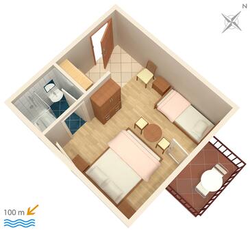 Plan Podaca, Plan in the studio-apartment, WiFi.