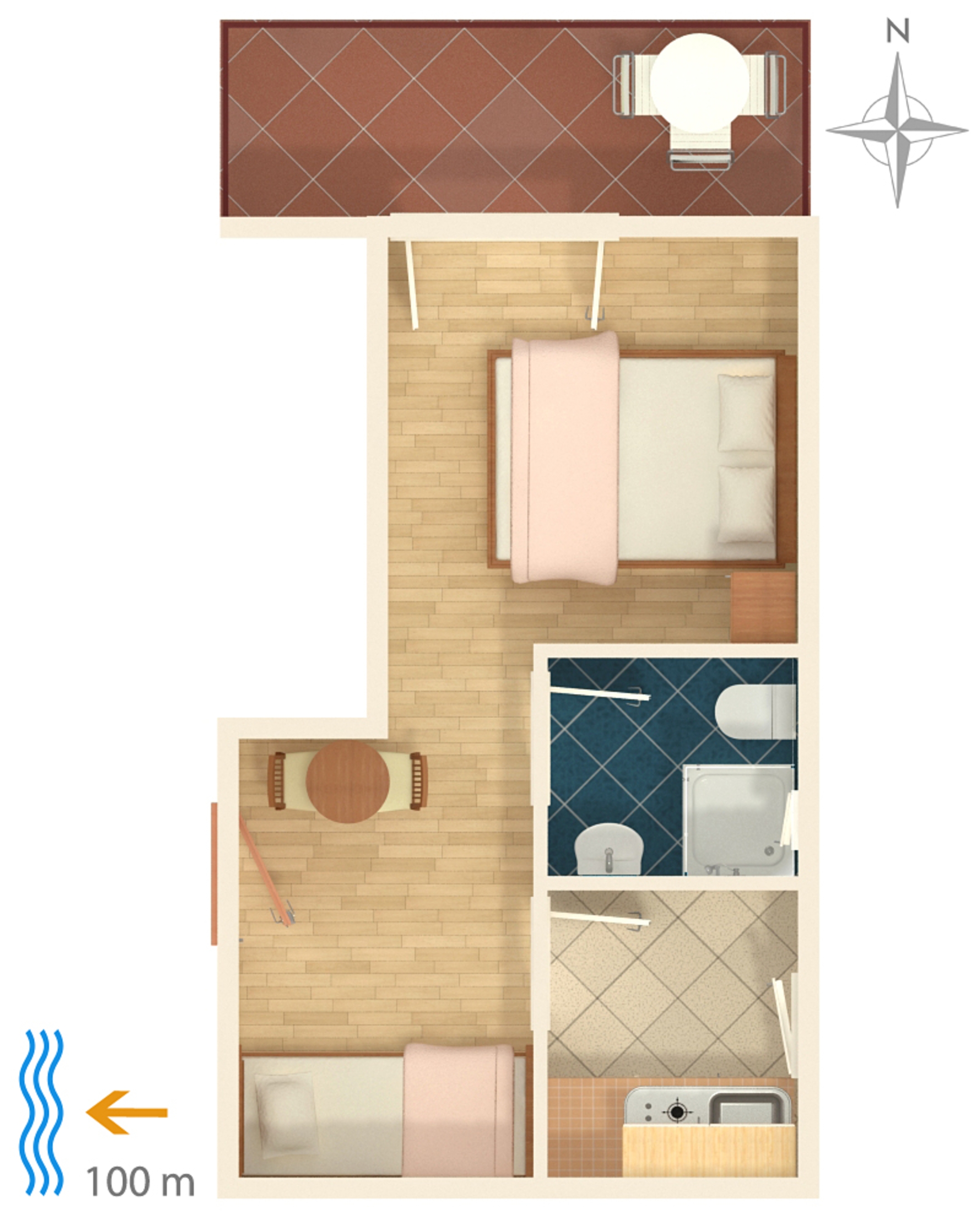 Studio flat with terrace and sea view Podaca, Makarska  AS-c