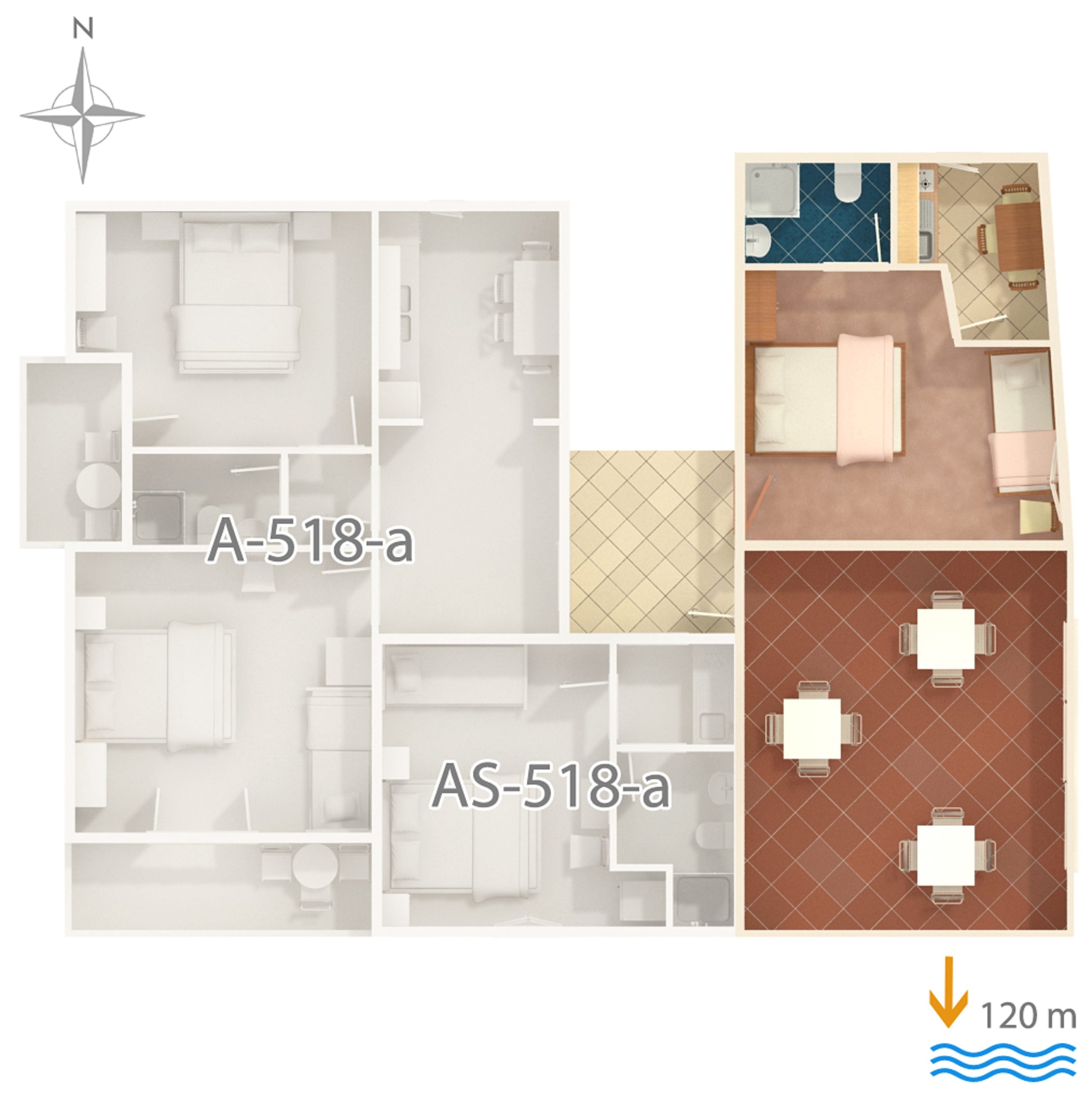 One bedroom apartment with air-conditioning Podgora, Makarska  A-b