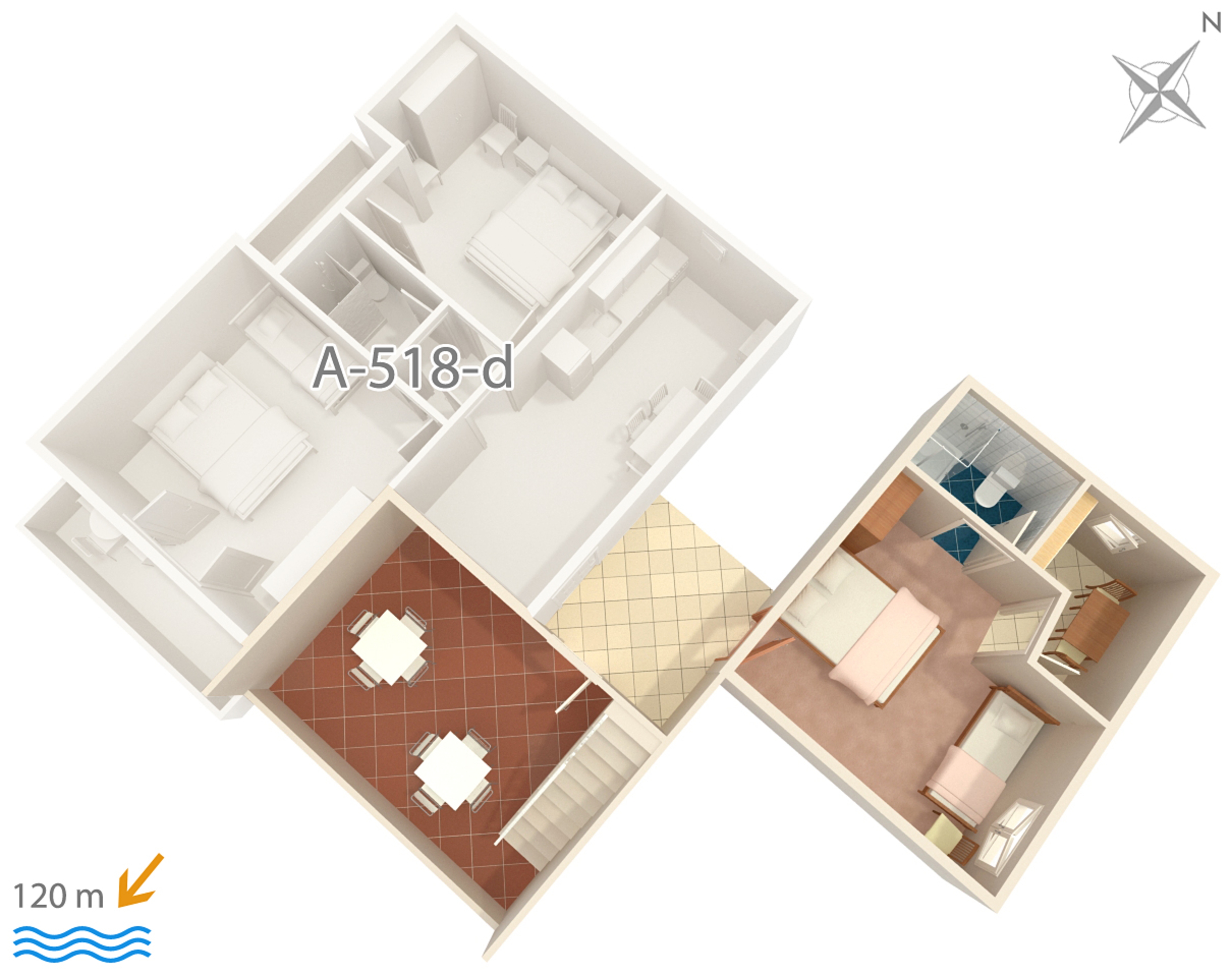 One bedroom apartment with air-conditioning Podgora, Makarska  A-c