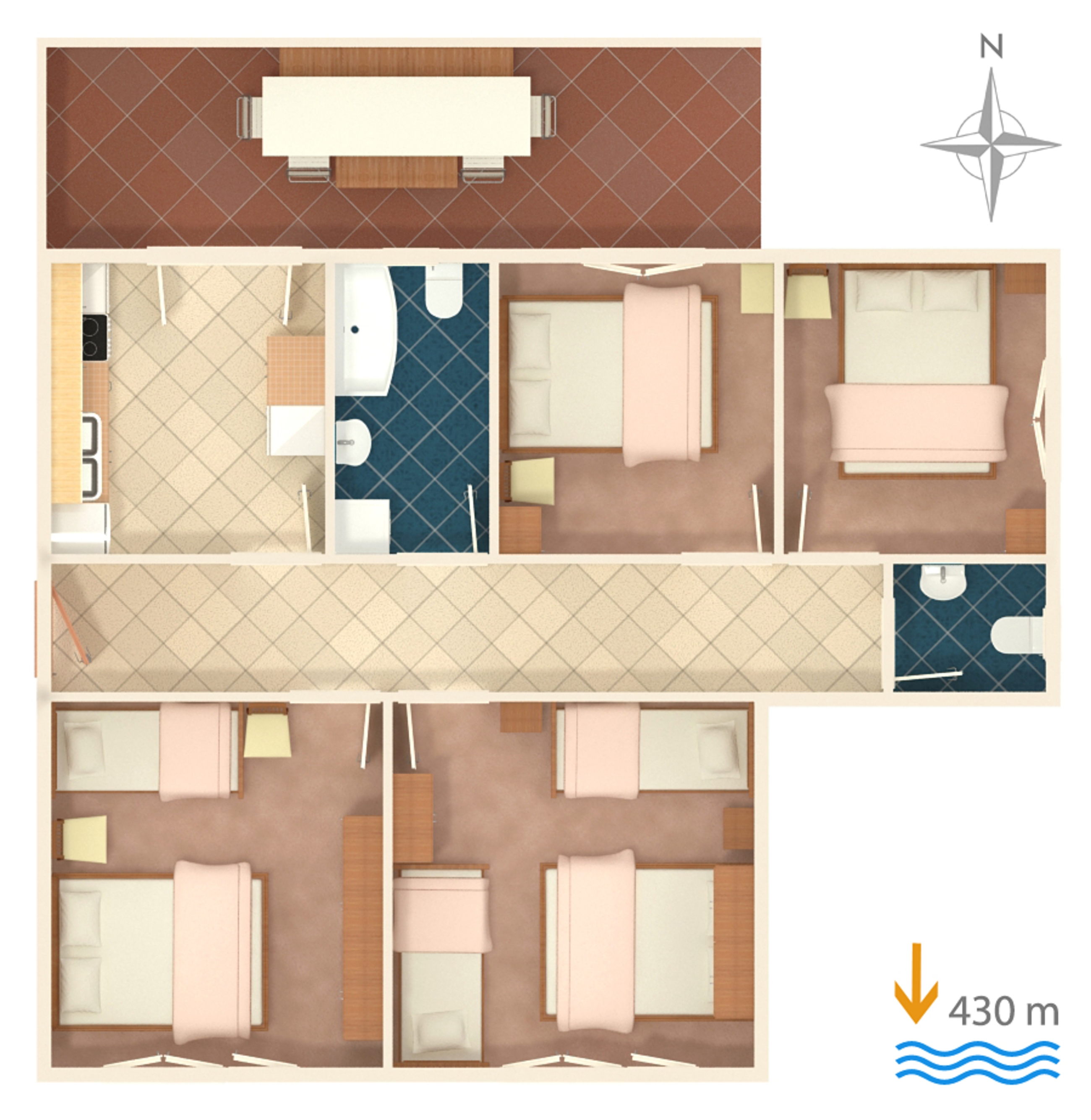 Four-bedroom apartment with terrace Gradac, Makarska  A-a