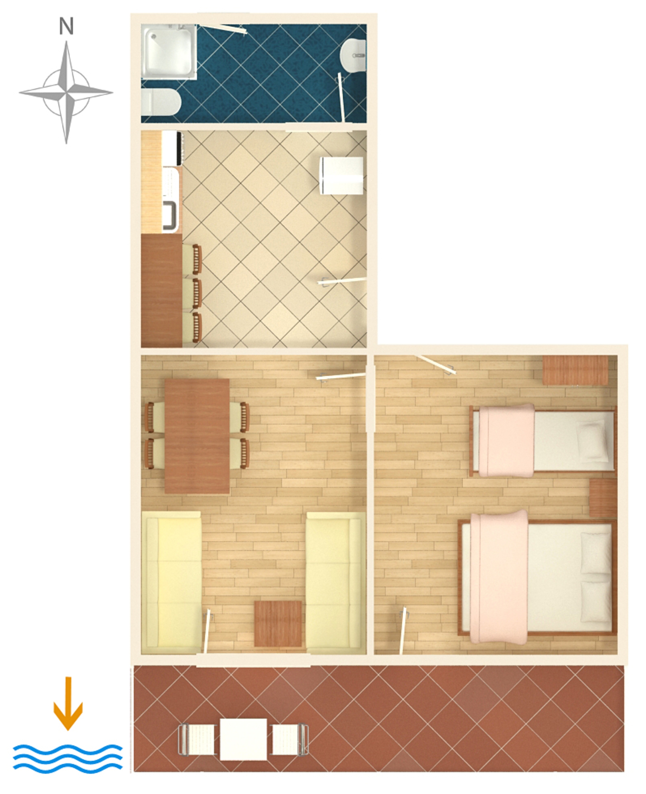 One bedroom apartment with balcony and sea view Gradac, Makarska  A-b