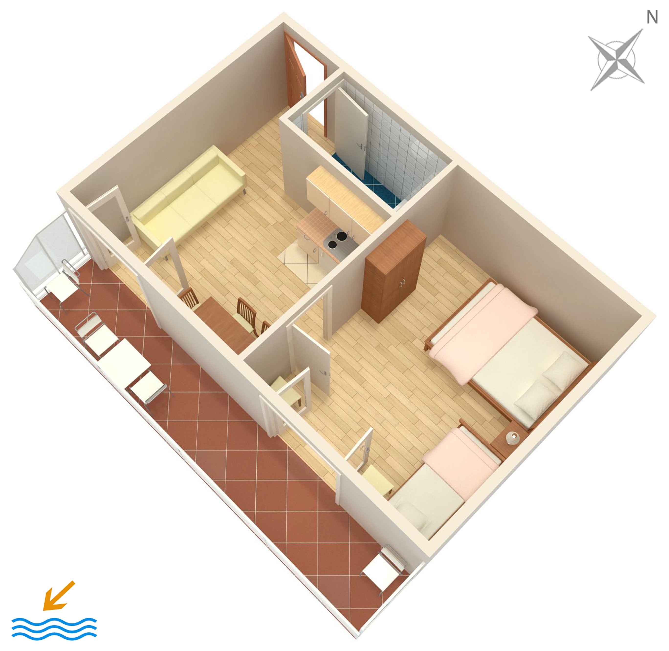 One bedroom apartment with balcony and sea view Gradac, Makarska  A-d