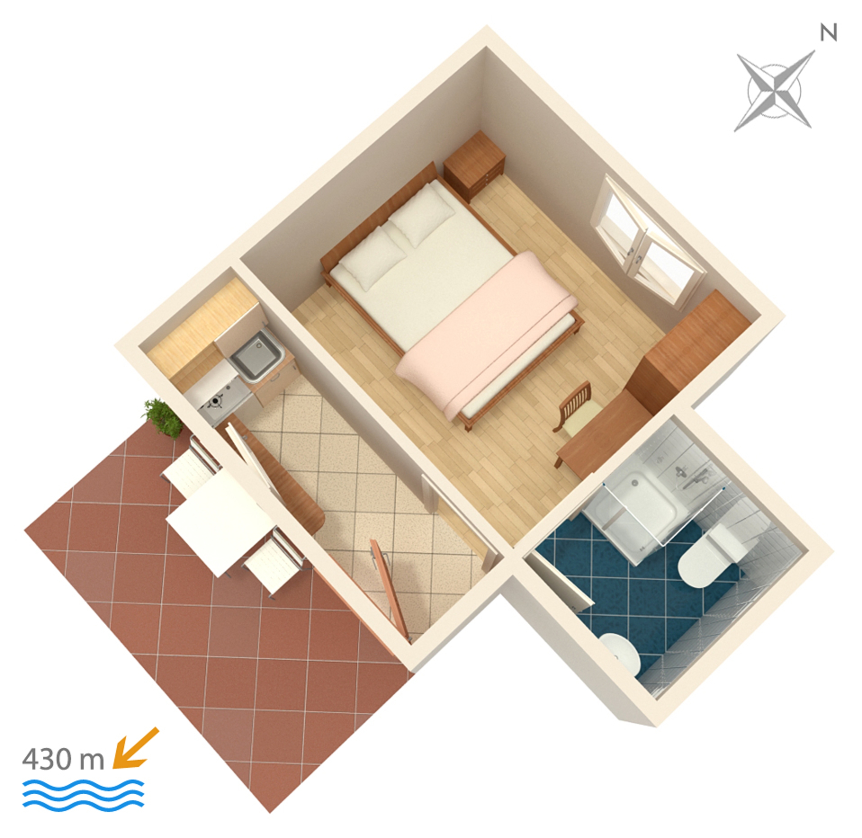 Studio flat with air-conditioning Gradac, Makarska  AS-a