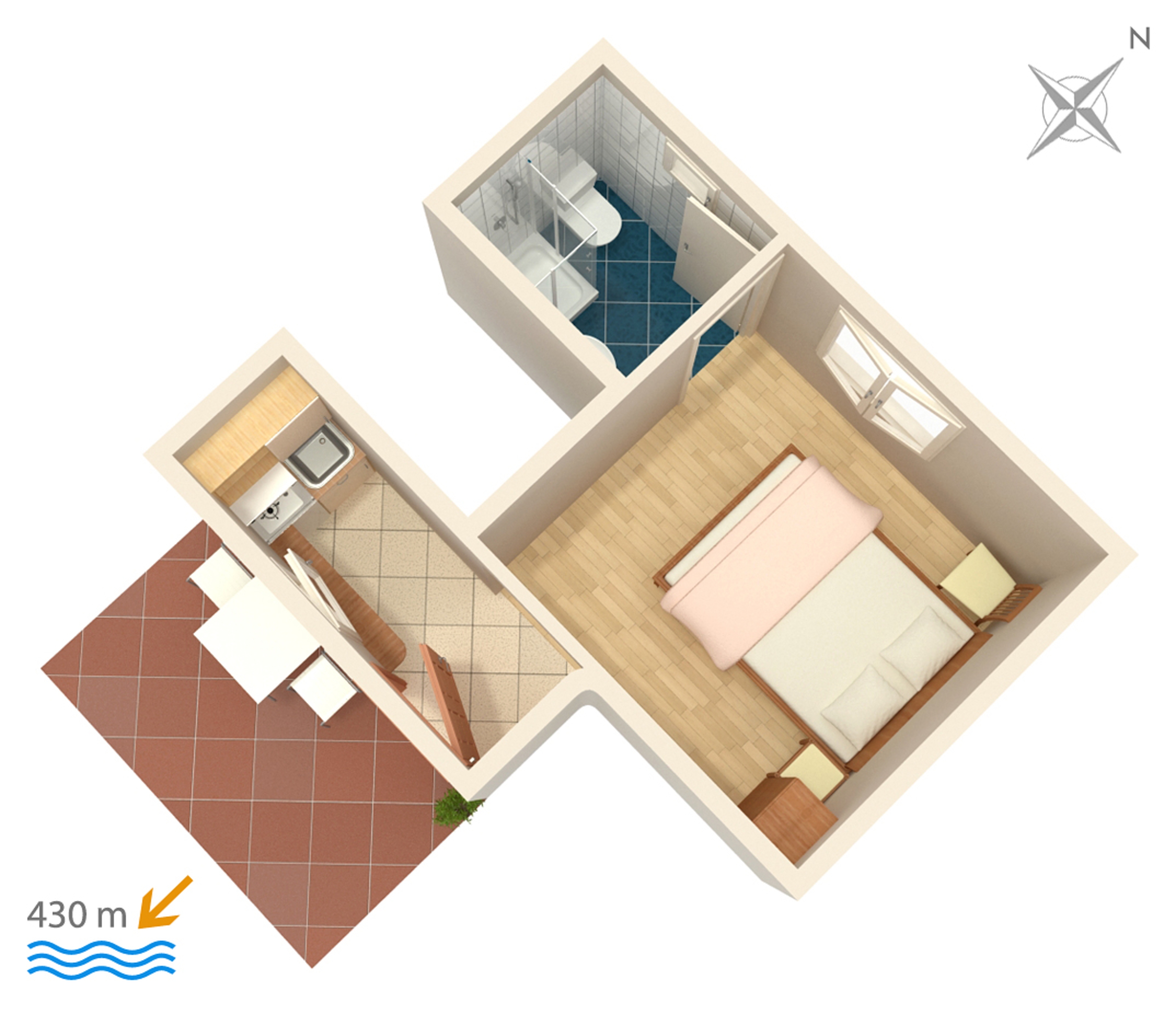 Studio flat with air-conditioning Gradac, Makarska  AS-b