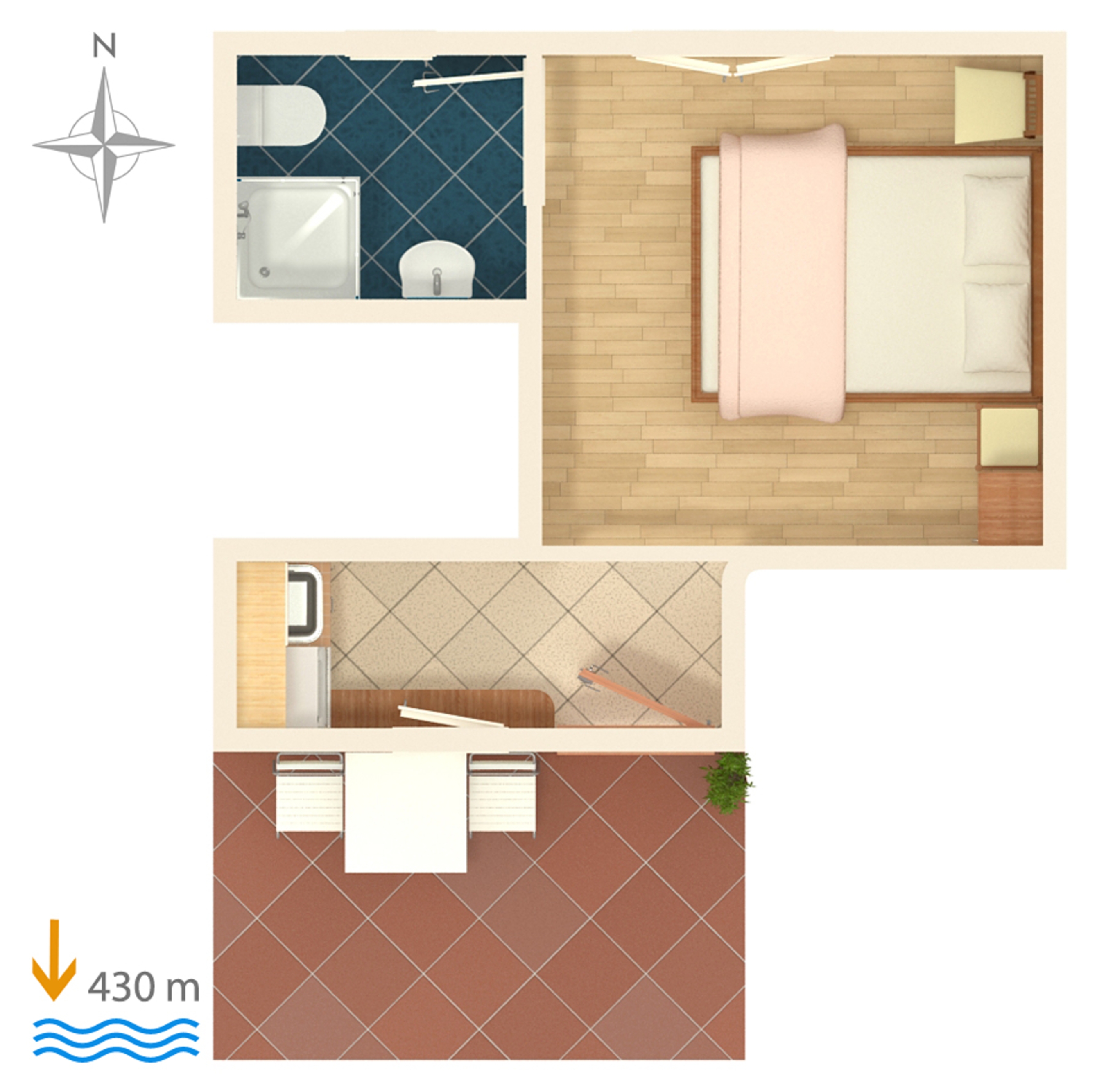 Studio flat with air-conditioning Gradac, Makarska  AS-b