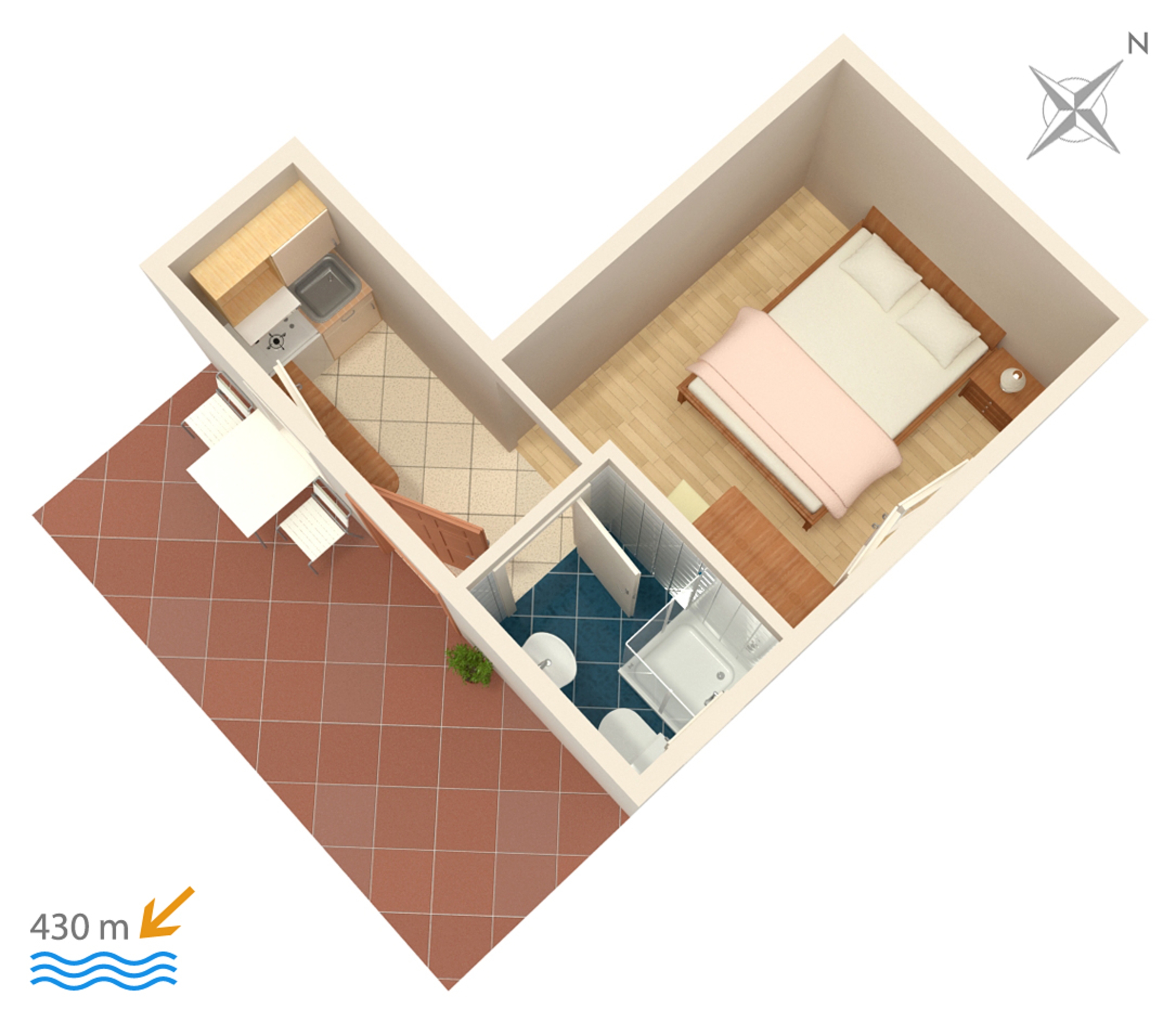 Studio flat with air-conditioning Gradac, Makarska  AS-c