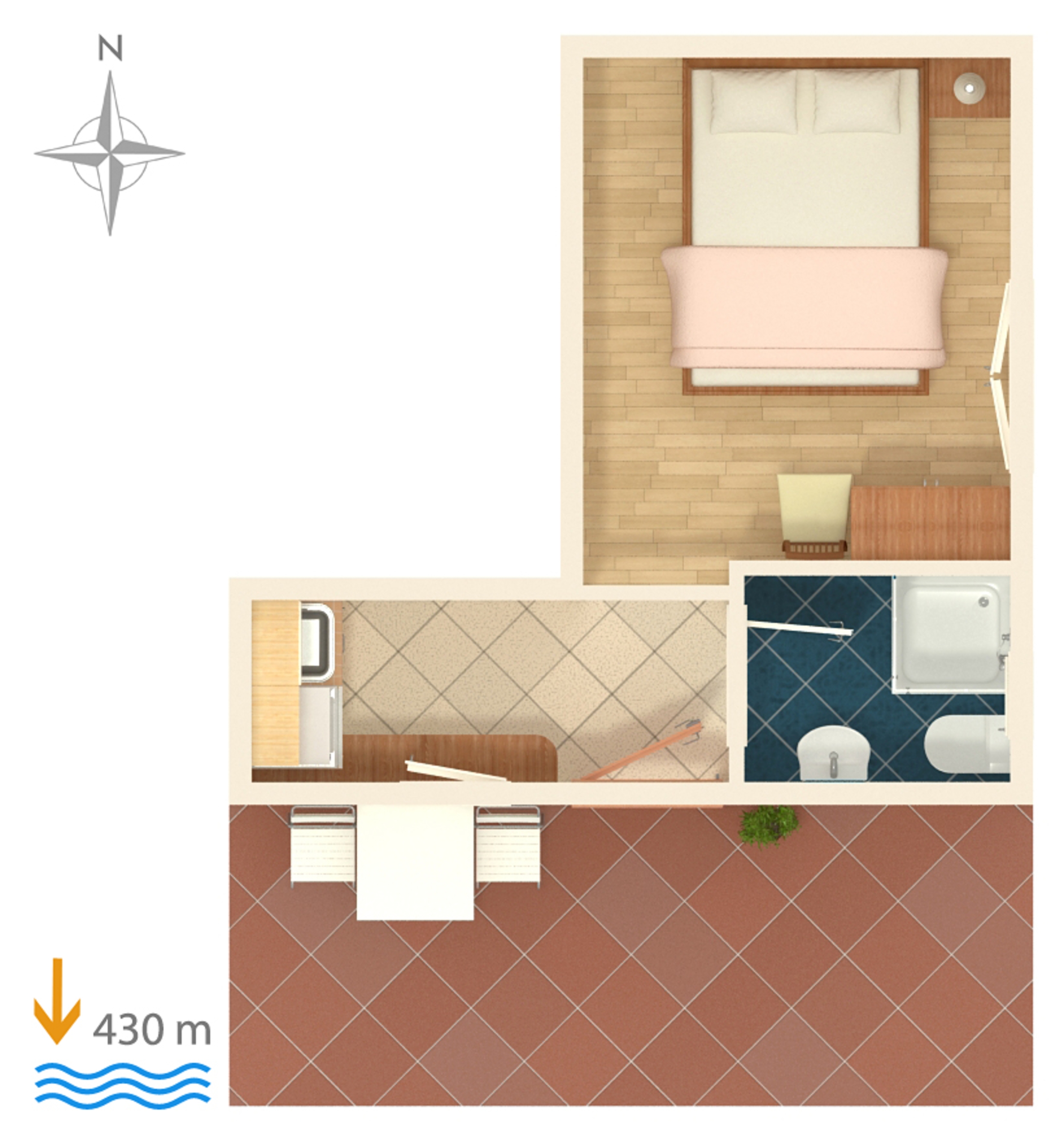 Studio flat with air-conditioning Gradac, Makarska  AS-c