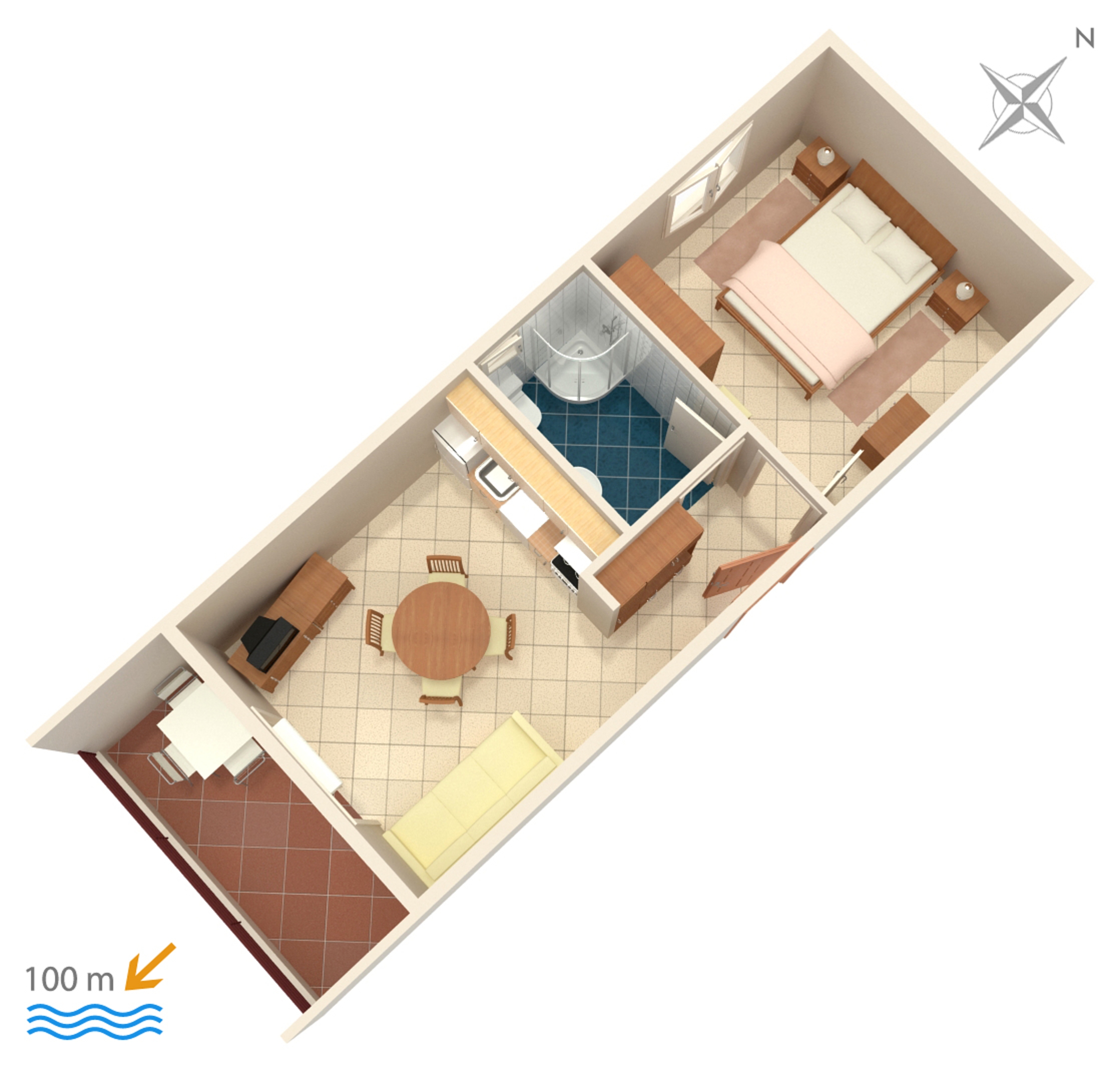 One bedroom apartment with terrace and sea view Vinišće, Trogir  A-a