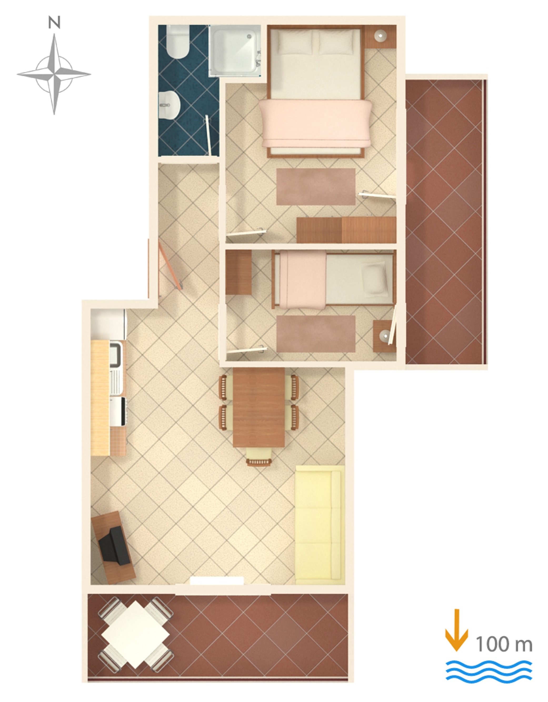 Two bedroom apartment with terrace and sea view Vinišće, Trogir  A-b