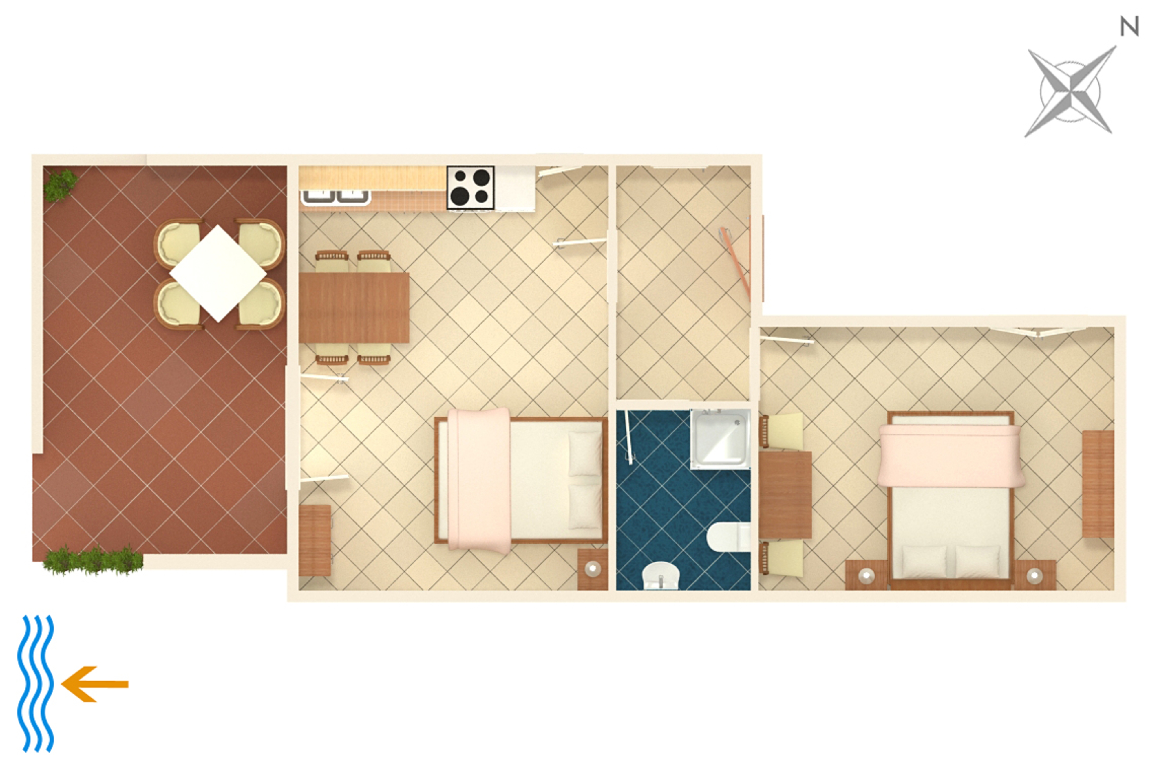 One bedroom apartment with terrace Mandre, Pag  A-a