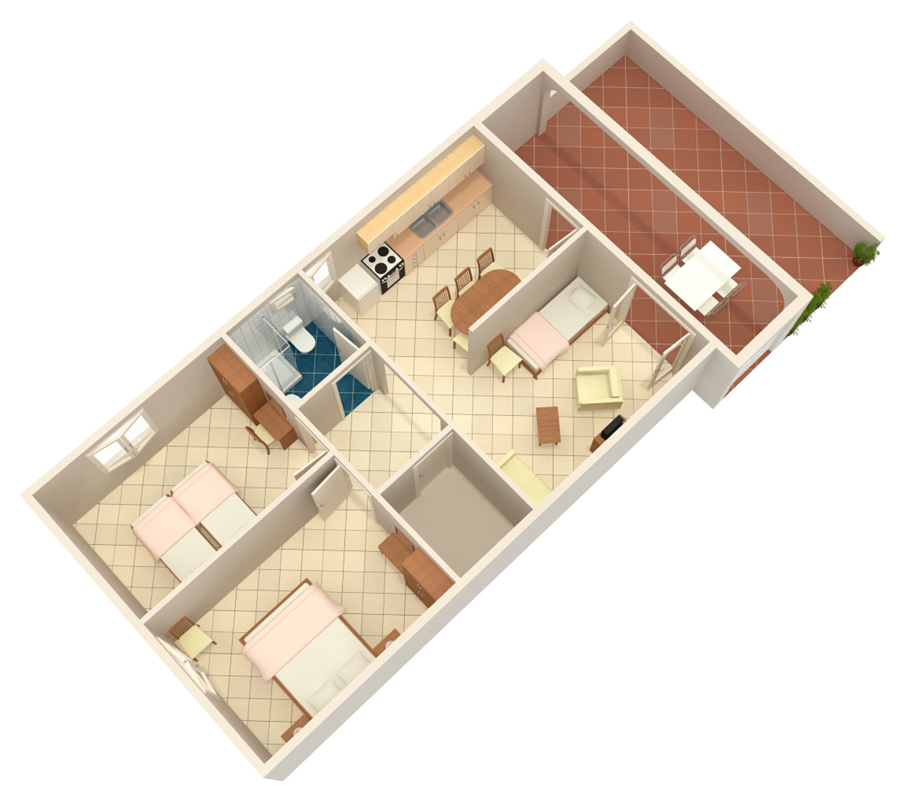 Two bedroom apartment with terrace Mandre, Pag  A-b