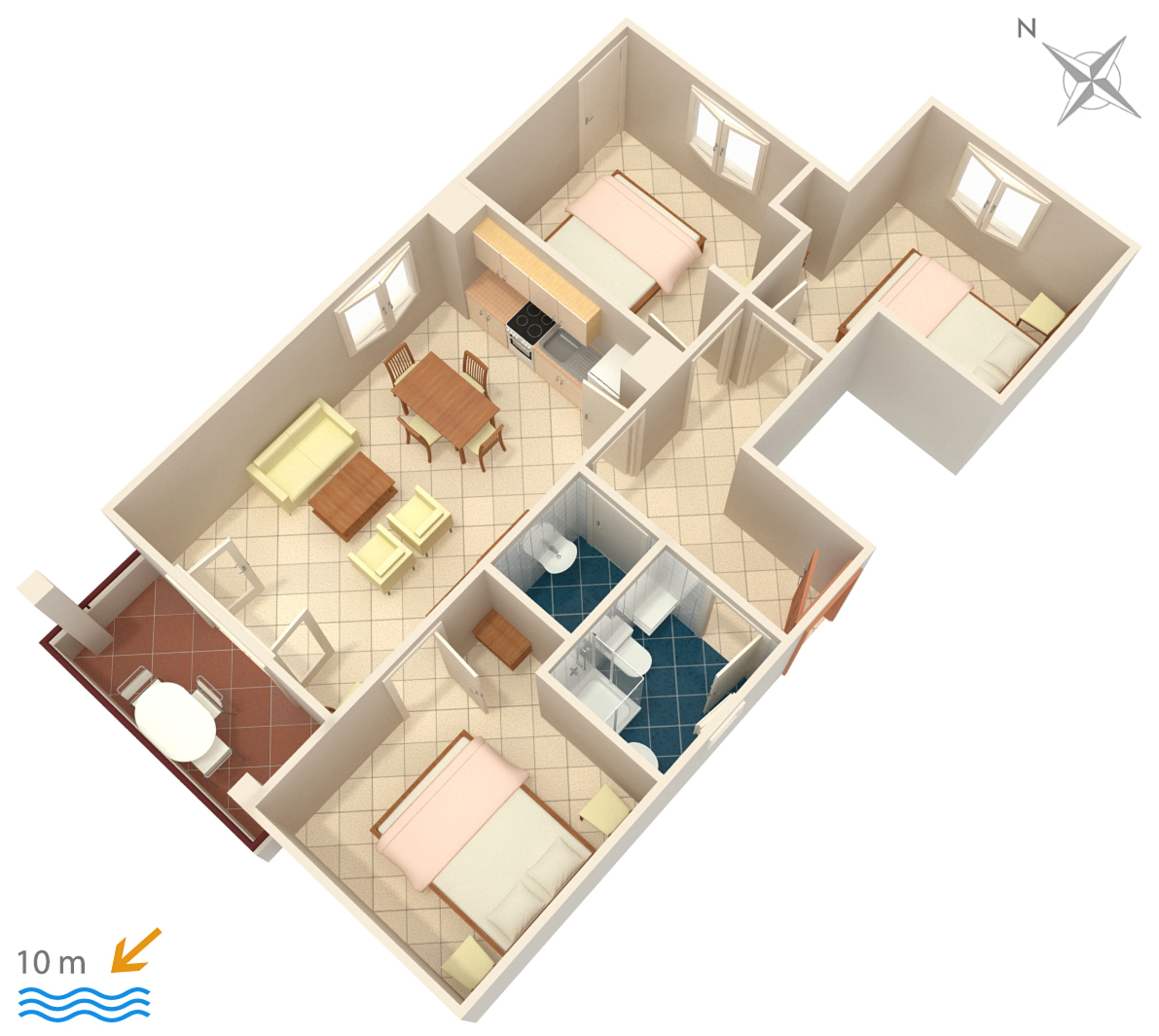 Three bedroom apartment near beach Cove Pokrivenik, Hvar  A-a
