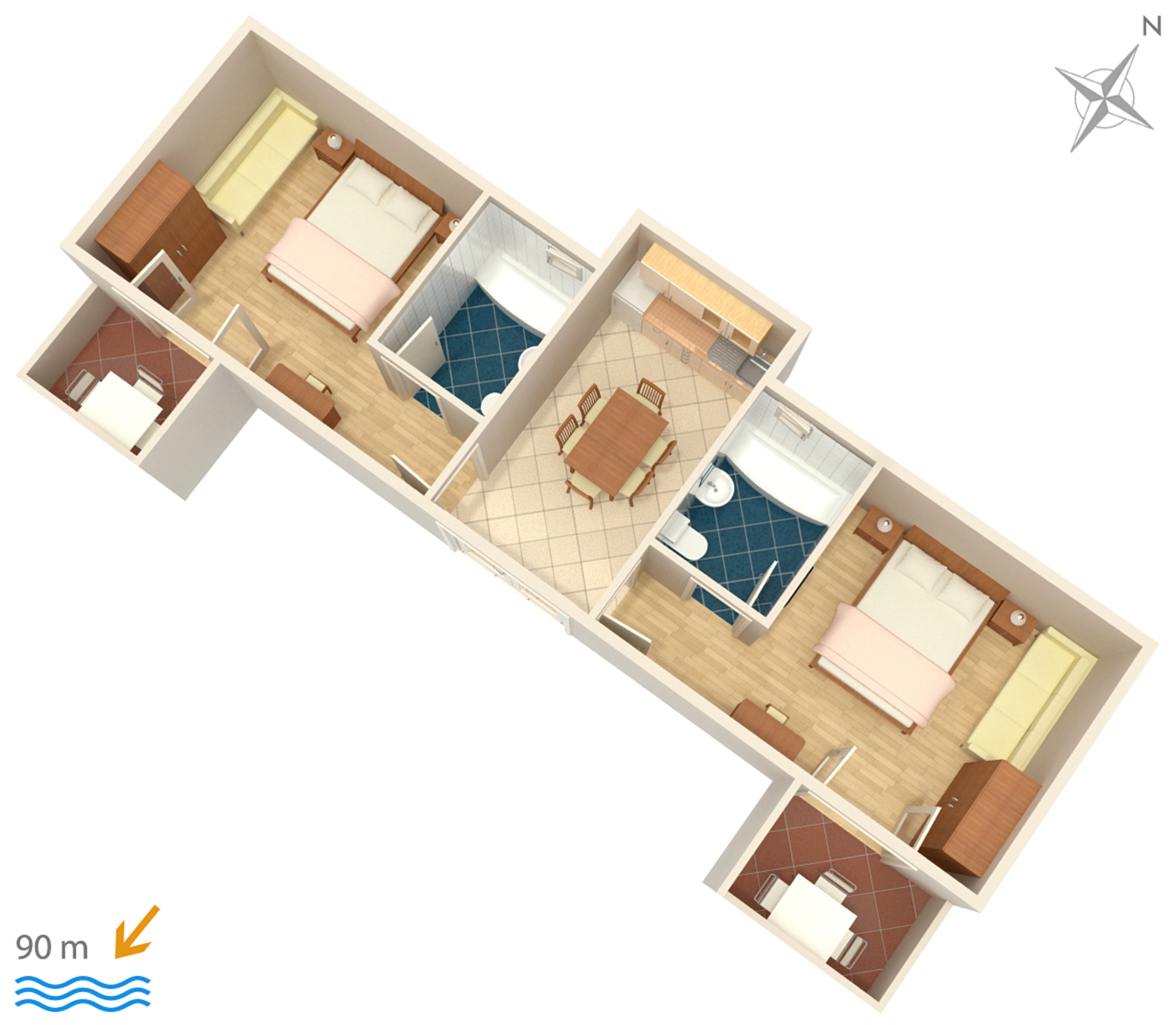 Two bedroom apartment with terrace and sea view Igrane, Makarska  A-a