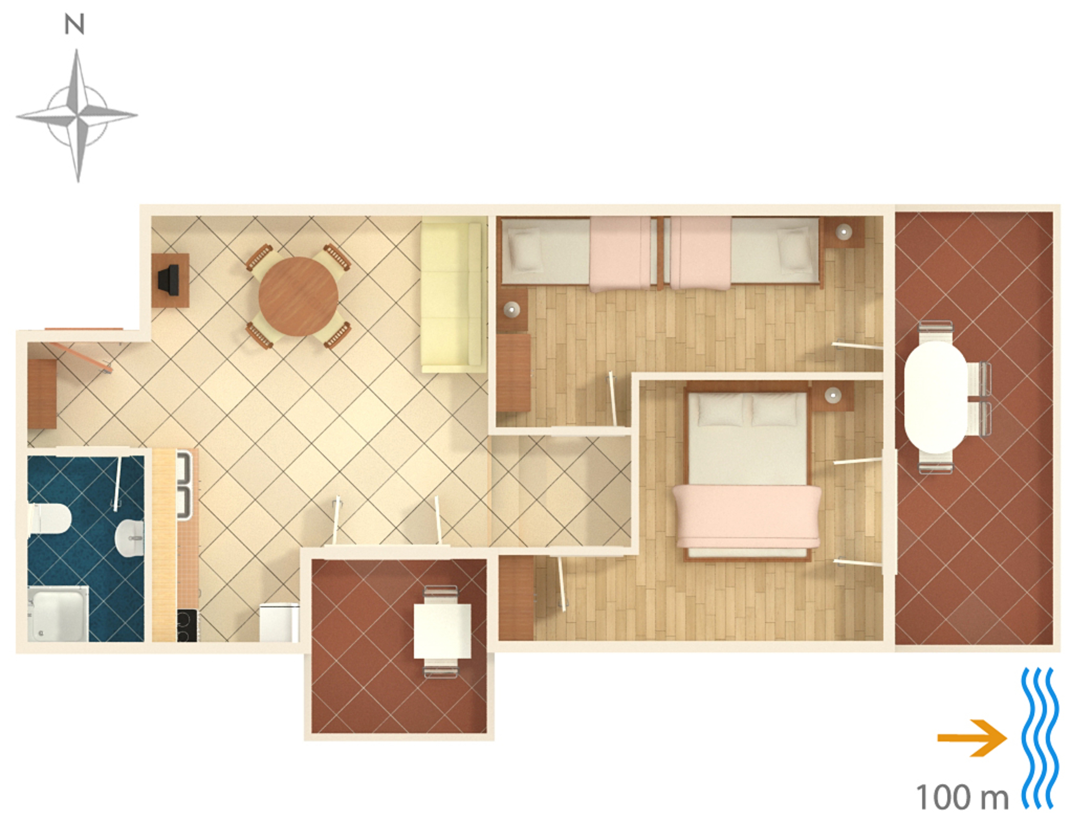Two bedroom apartment with terrace and sea view Rogoznica  A-a