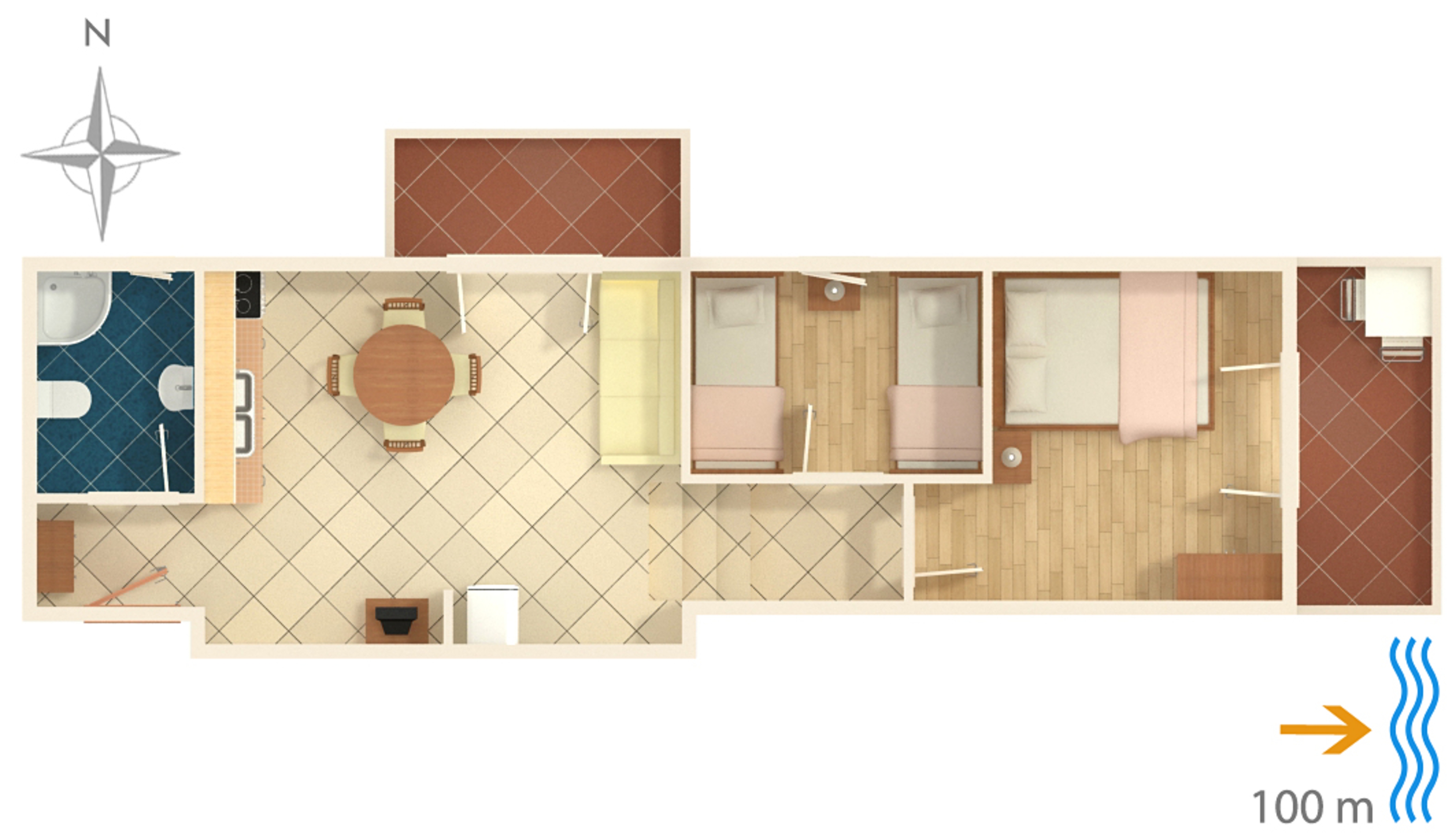 Two bedroom apartment with balcony and sea view Rogoznica  A-b