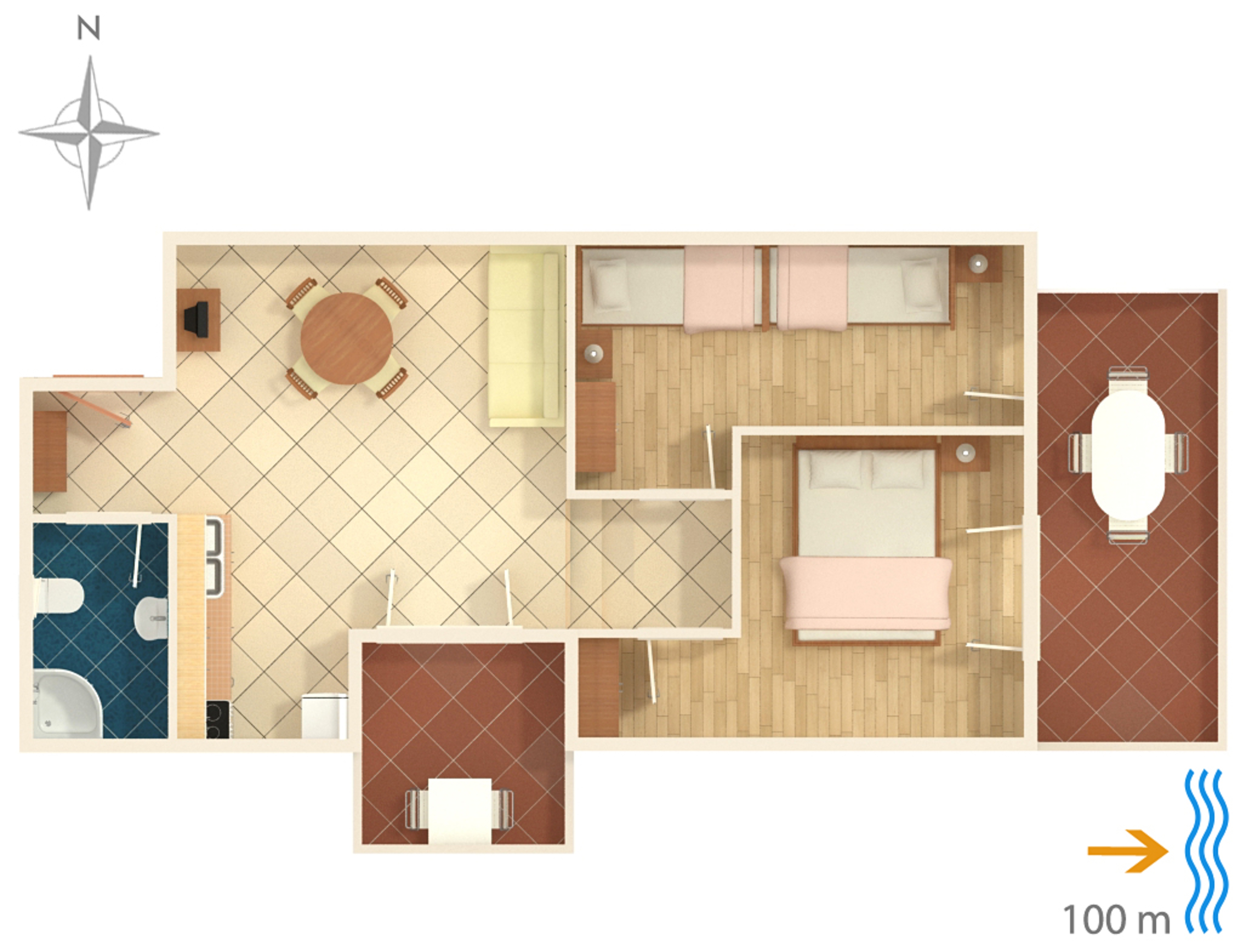 Two bedroom apartment with terrace and sea view Rogoznica  A-c
