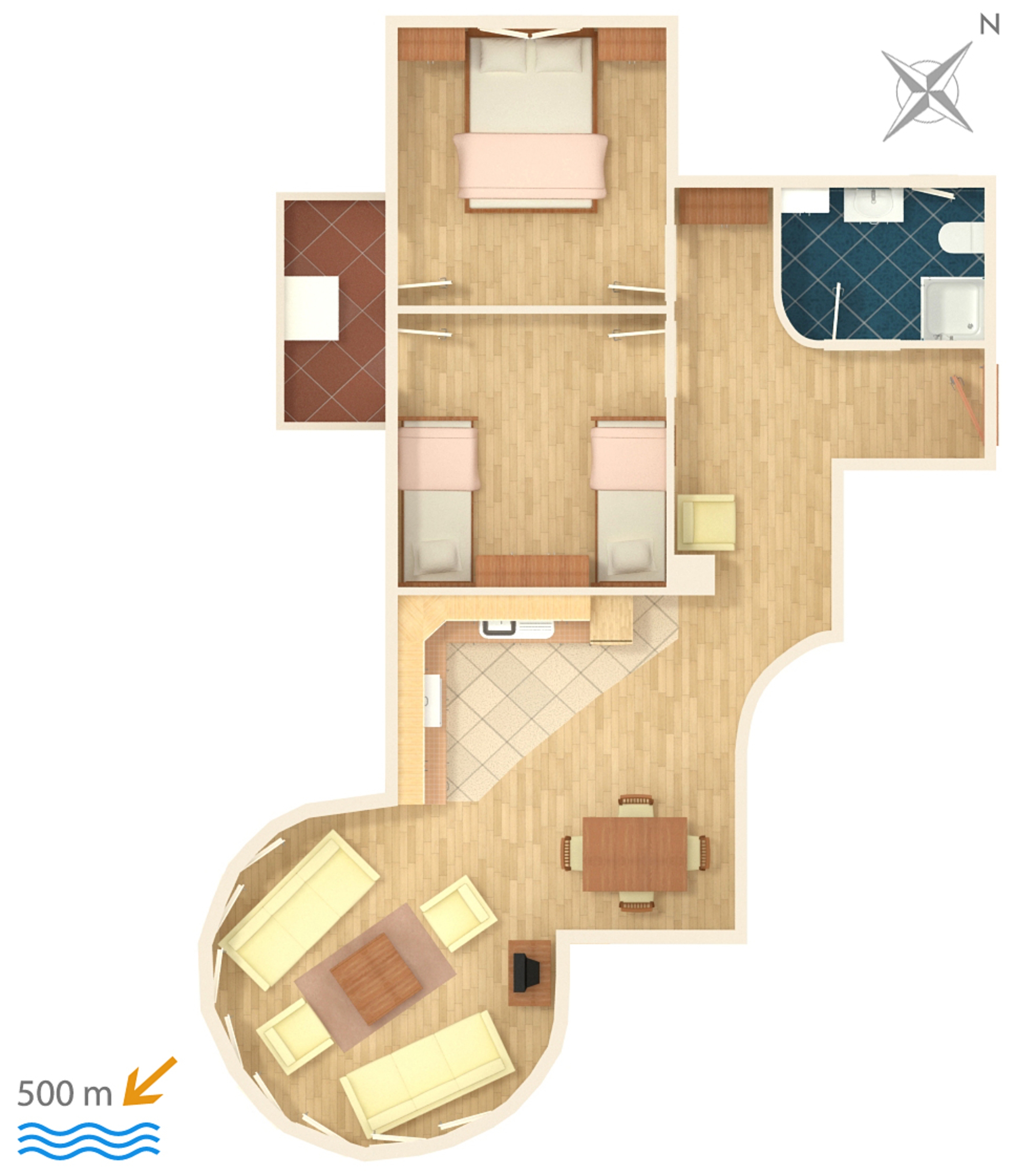 Two bedroom apartment with balcony and sea view Biograd na Moru, Biograd  A-b