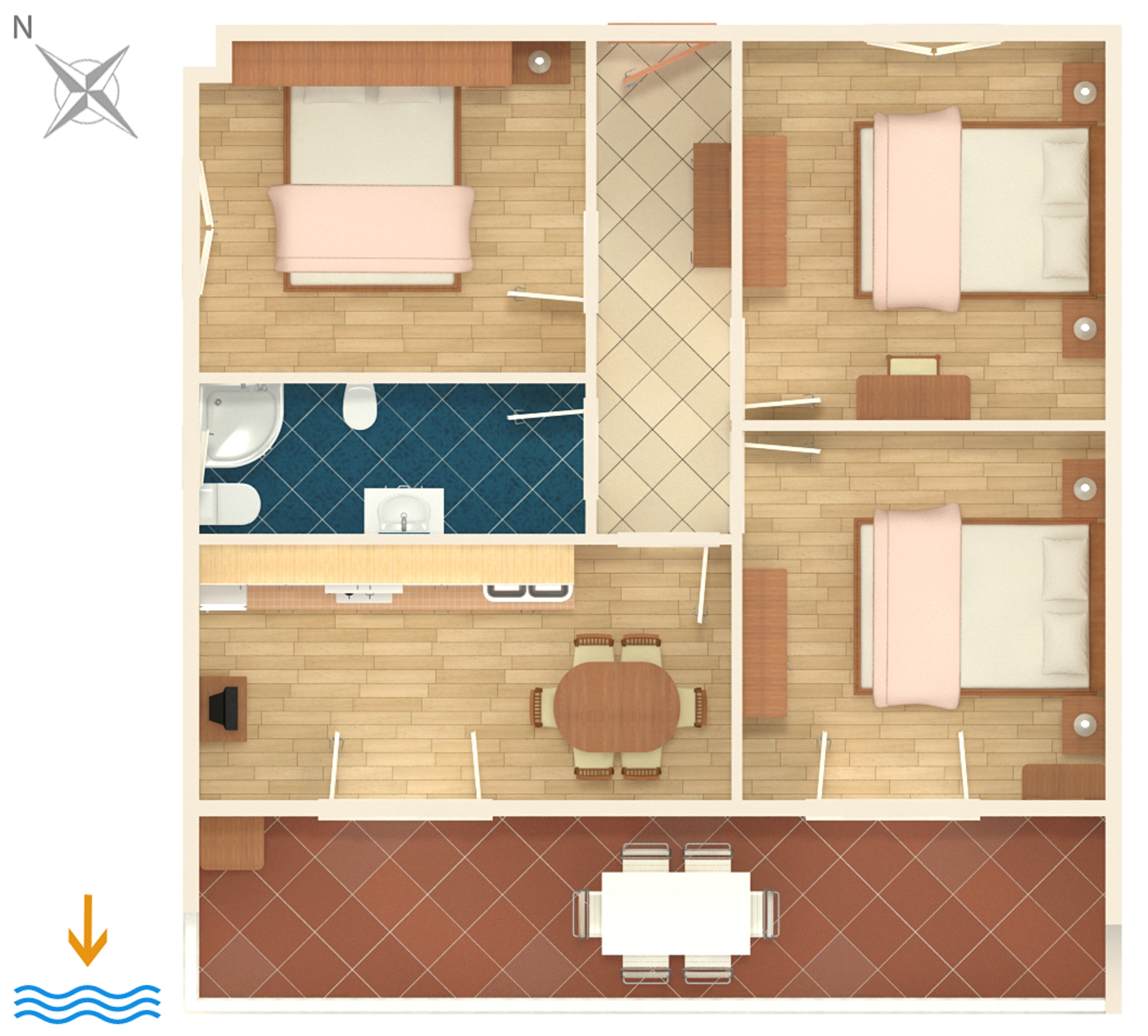 Three bedroom apartment near beach Pag  A-b