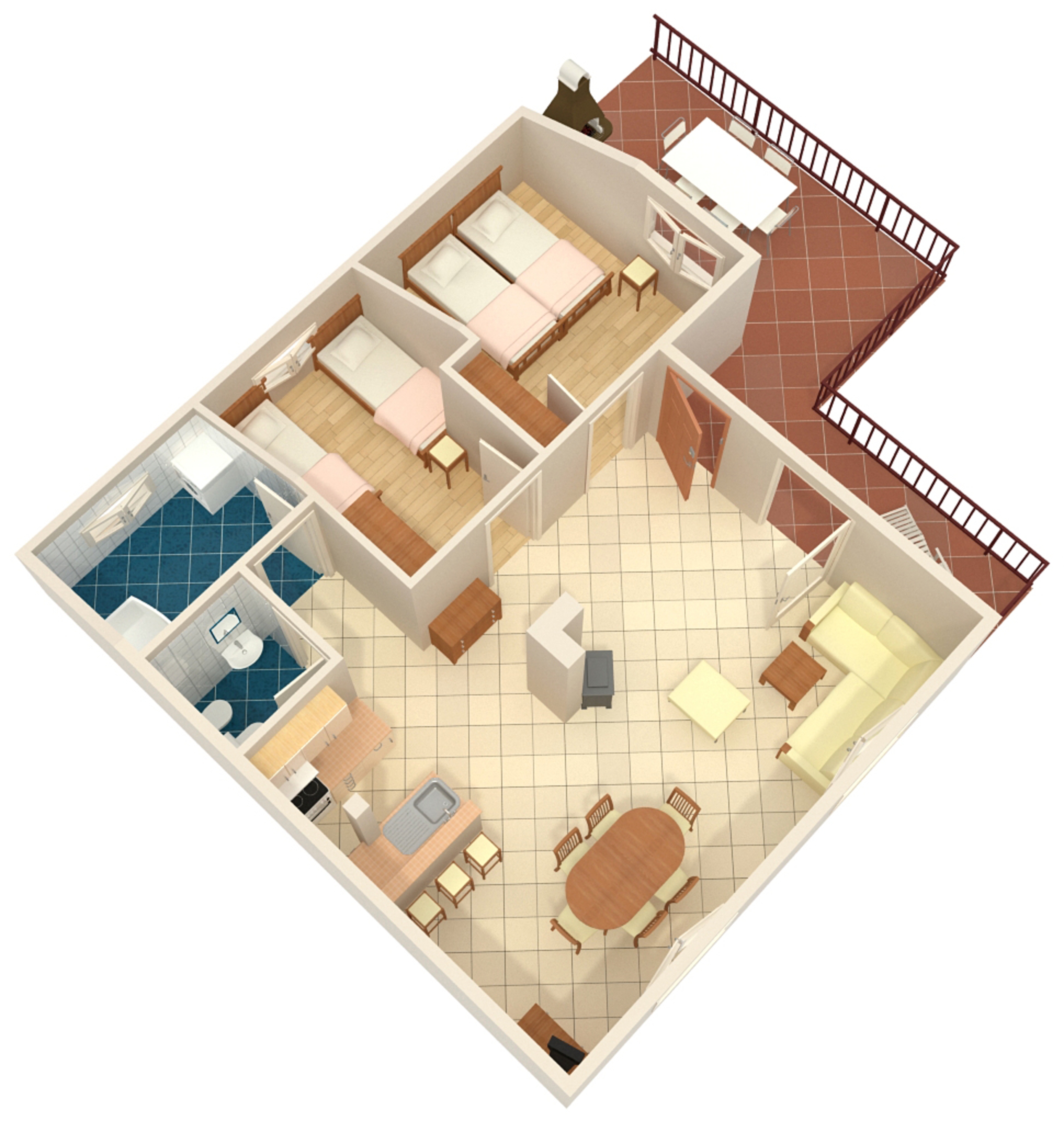 Two bedroom apartment with terrace and sea view Malinska, Krk (A-5290-a)