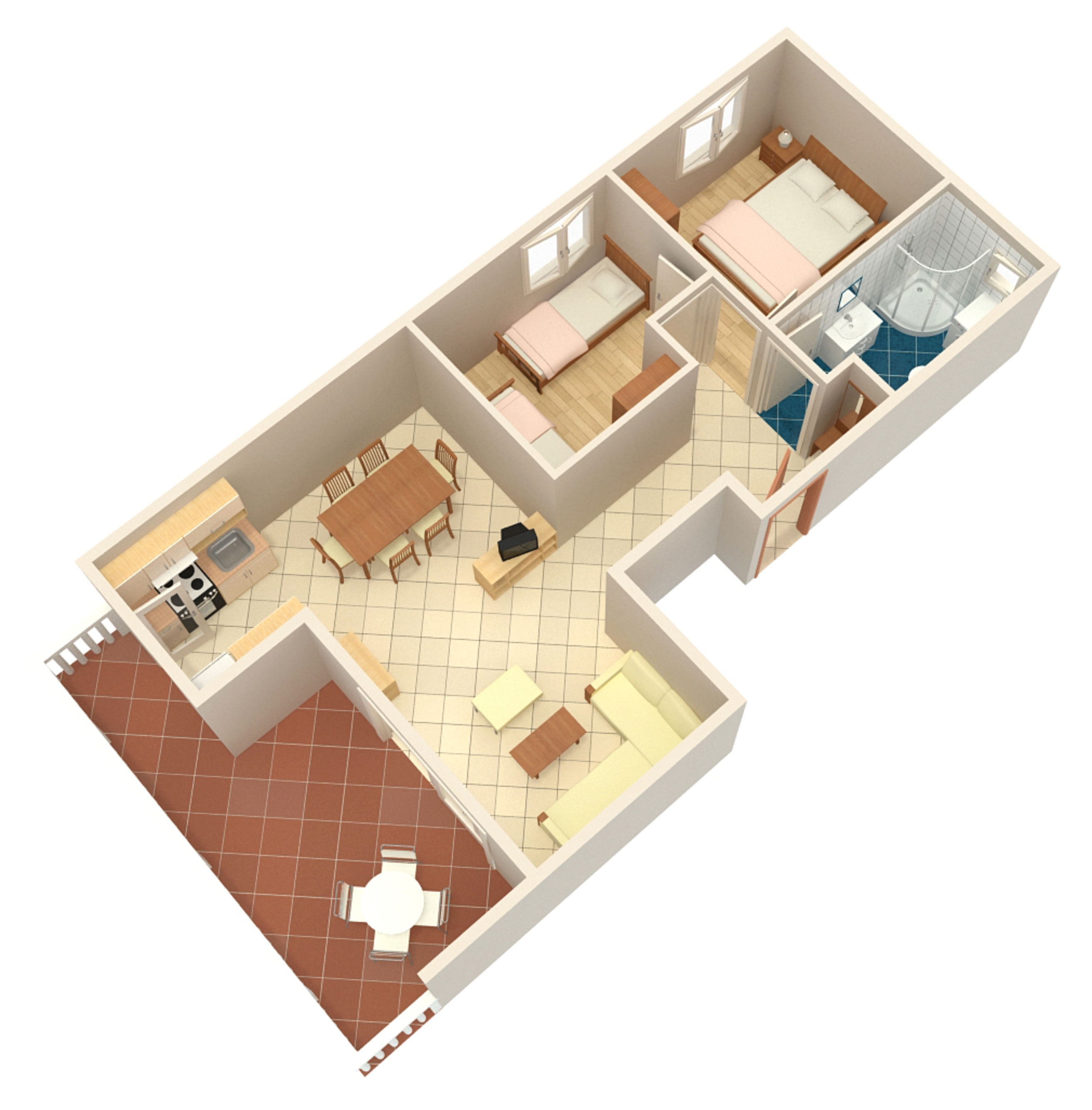Two bedroom apartment with terrace and sea view Njivice, Krk  A-a
