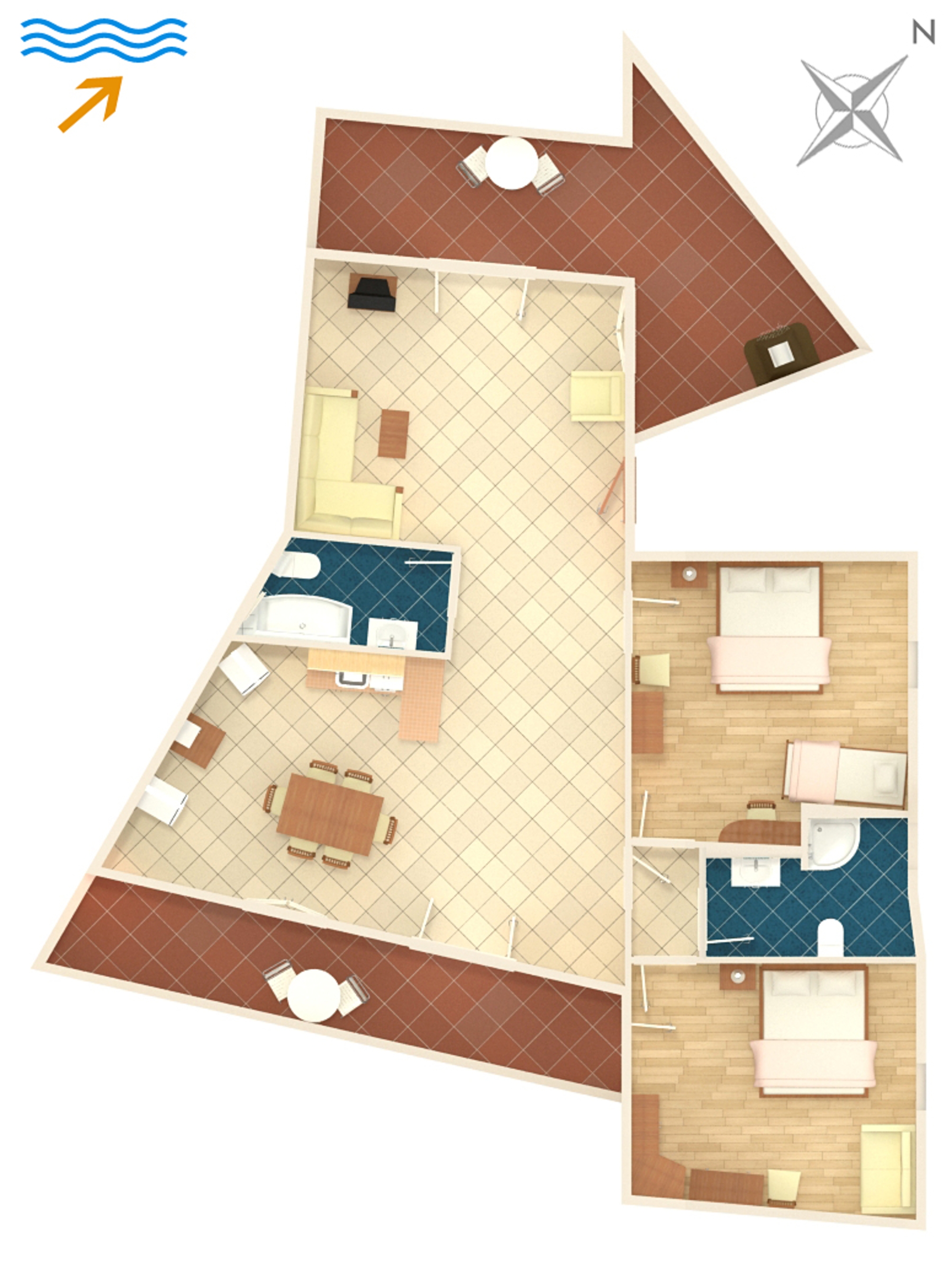 Two bedroom apartment with terrace and sea view Vrbnik, Krk  A-a