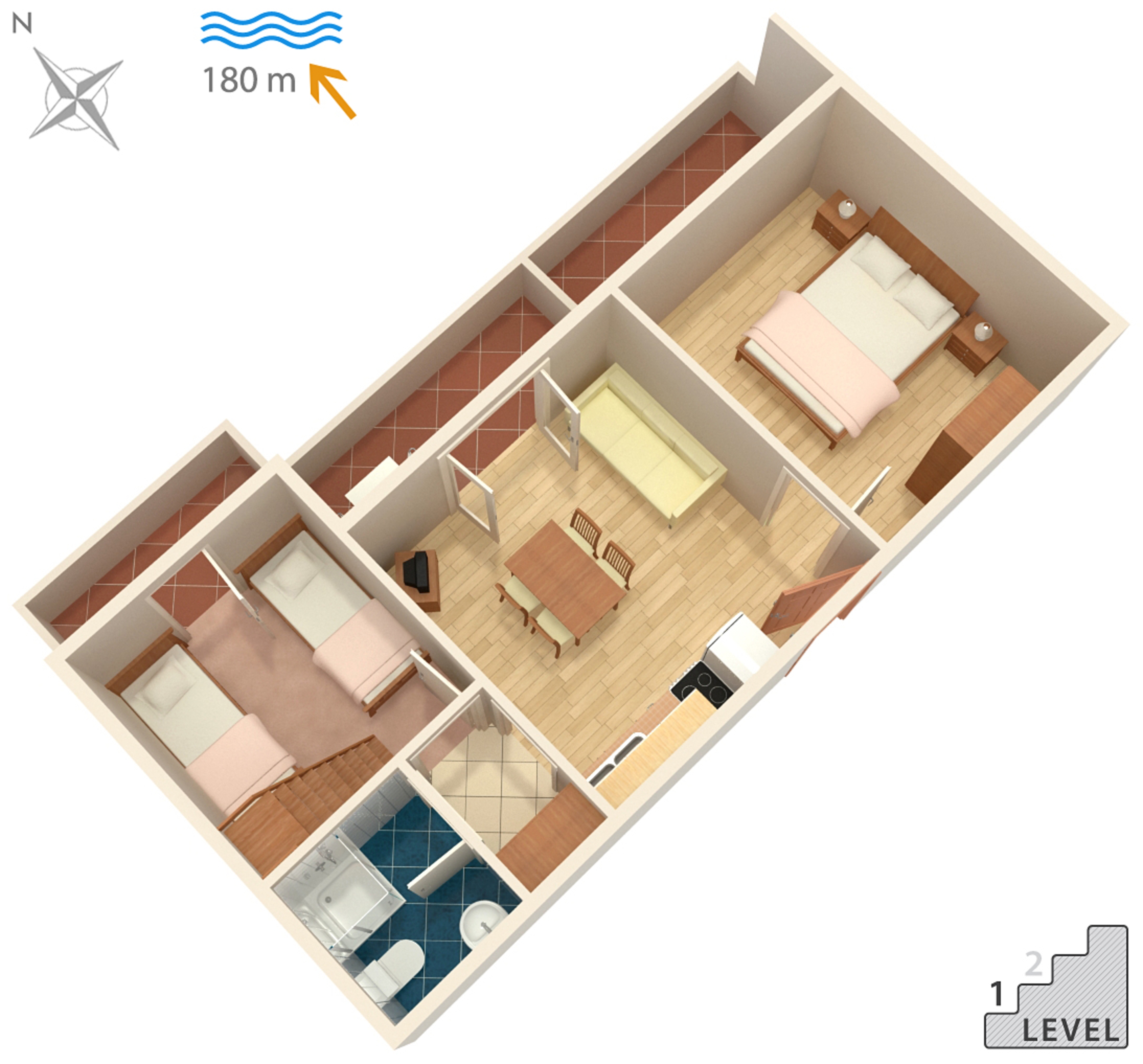 Two bedroom apartment with balcony and sea view Pag  A-a