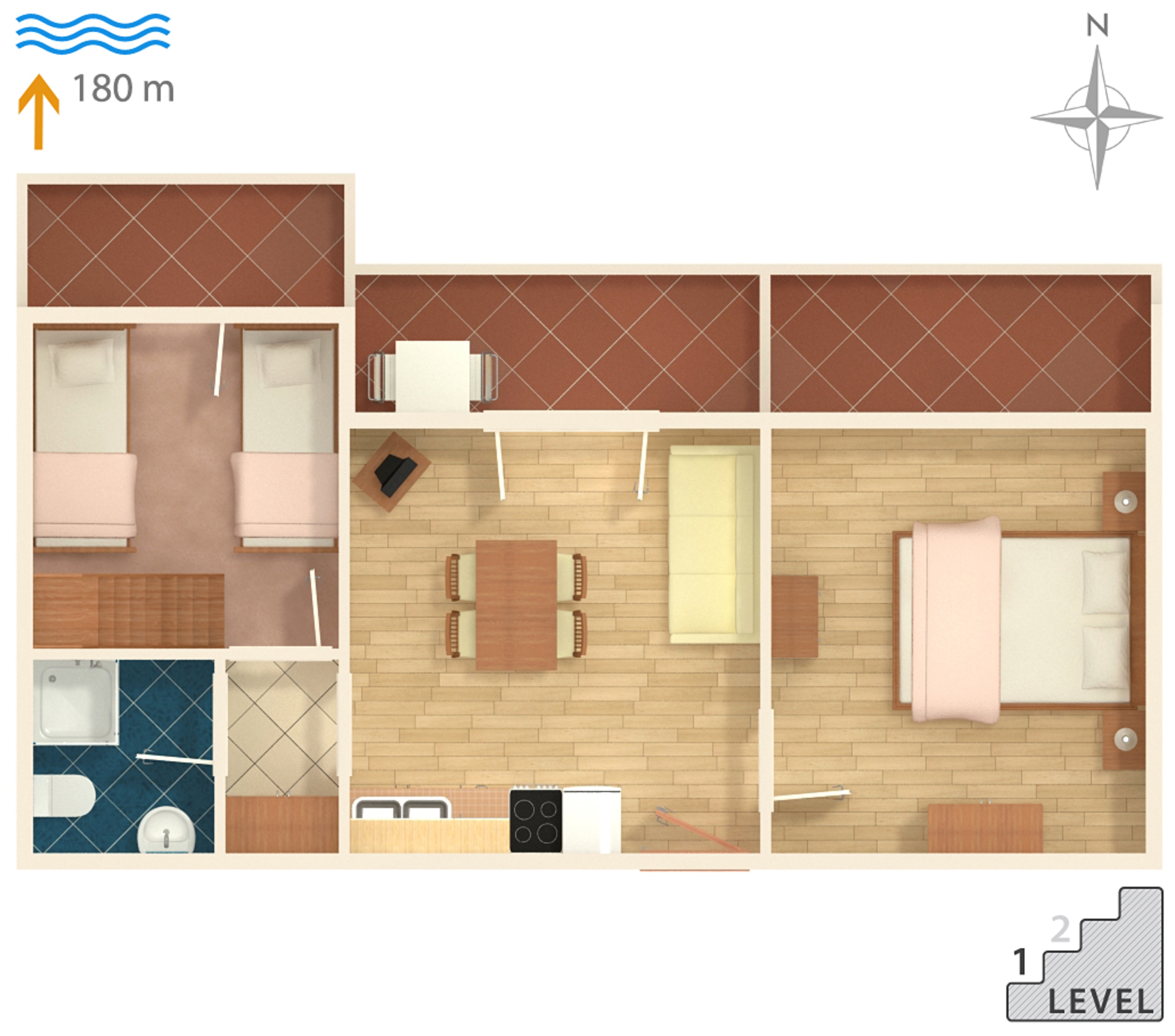 Two bedroom apartment with balcony and sea view Pag  A-a