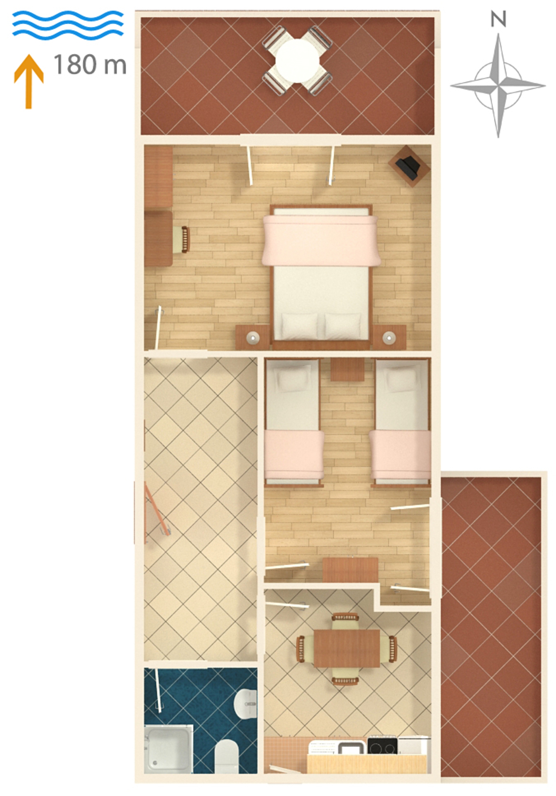 Two bedroom apartment with terrace and sea view Pag  A-b