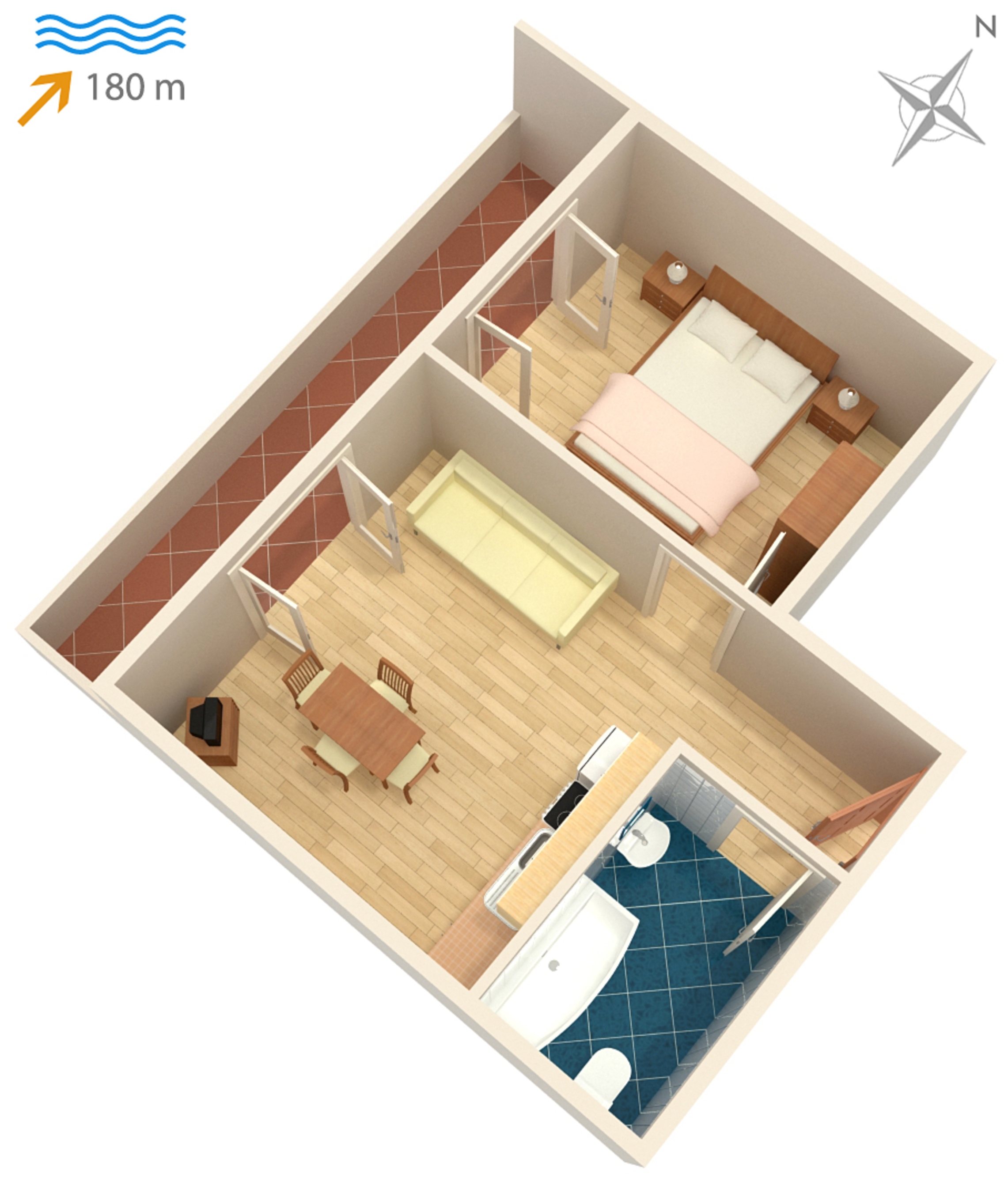 One bedroom apartment with balcony and sea view Pag  A-c