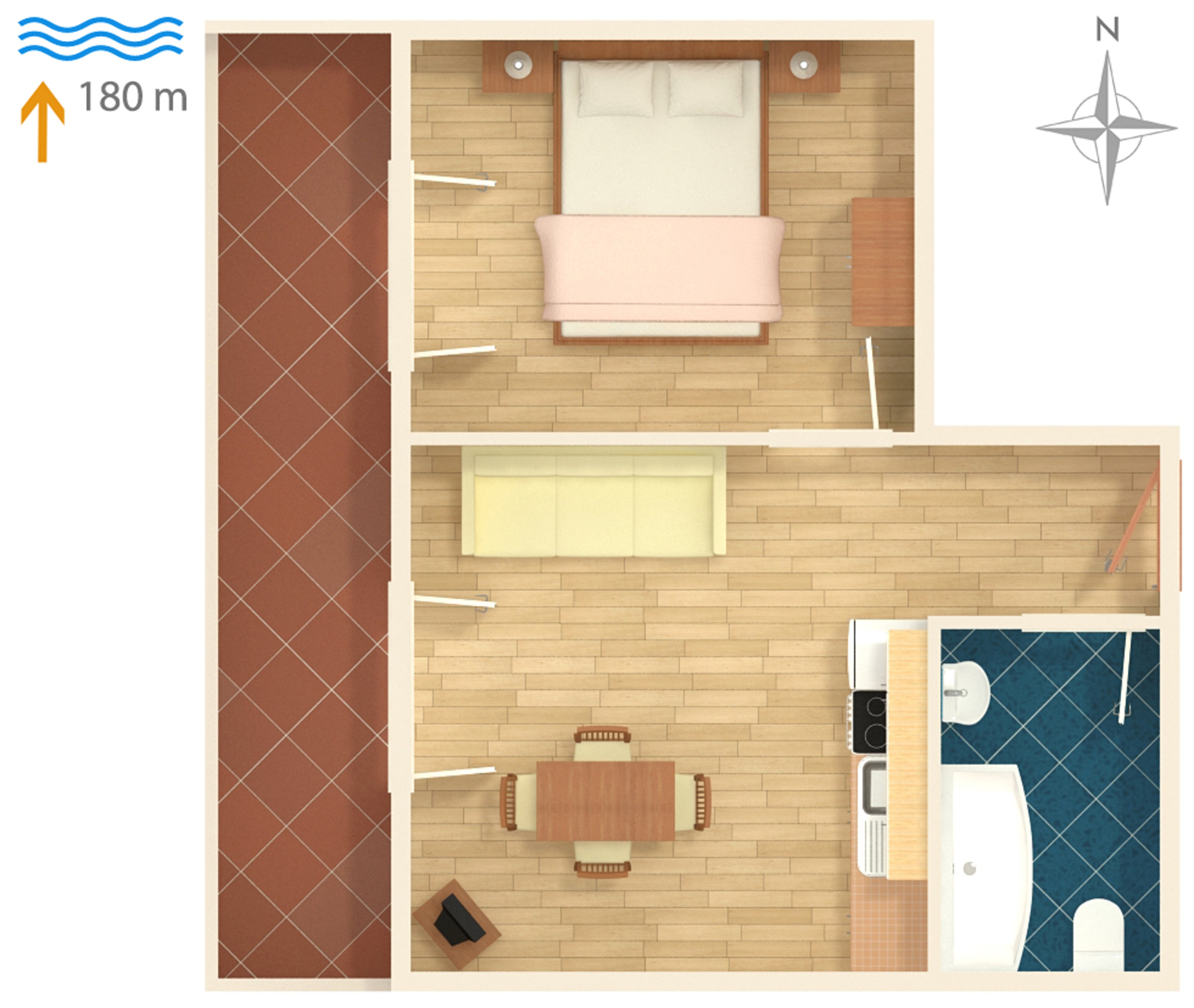 One bedroom apartment with balcony and sea view Pag  A-c